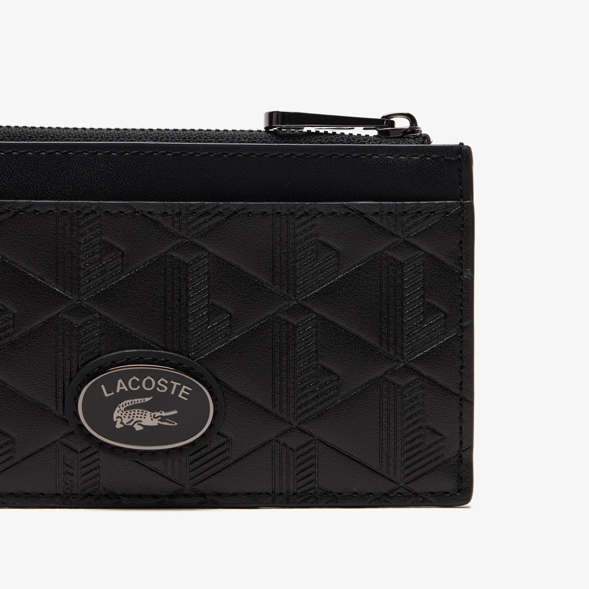 Εικόνα της Ανδρική Monogram Leather Zip Θήκη Καρτών