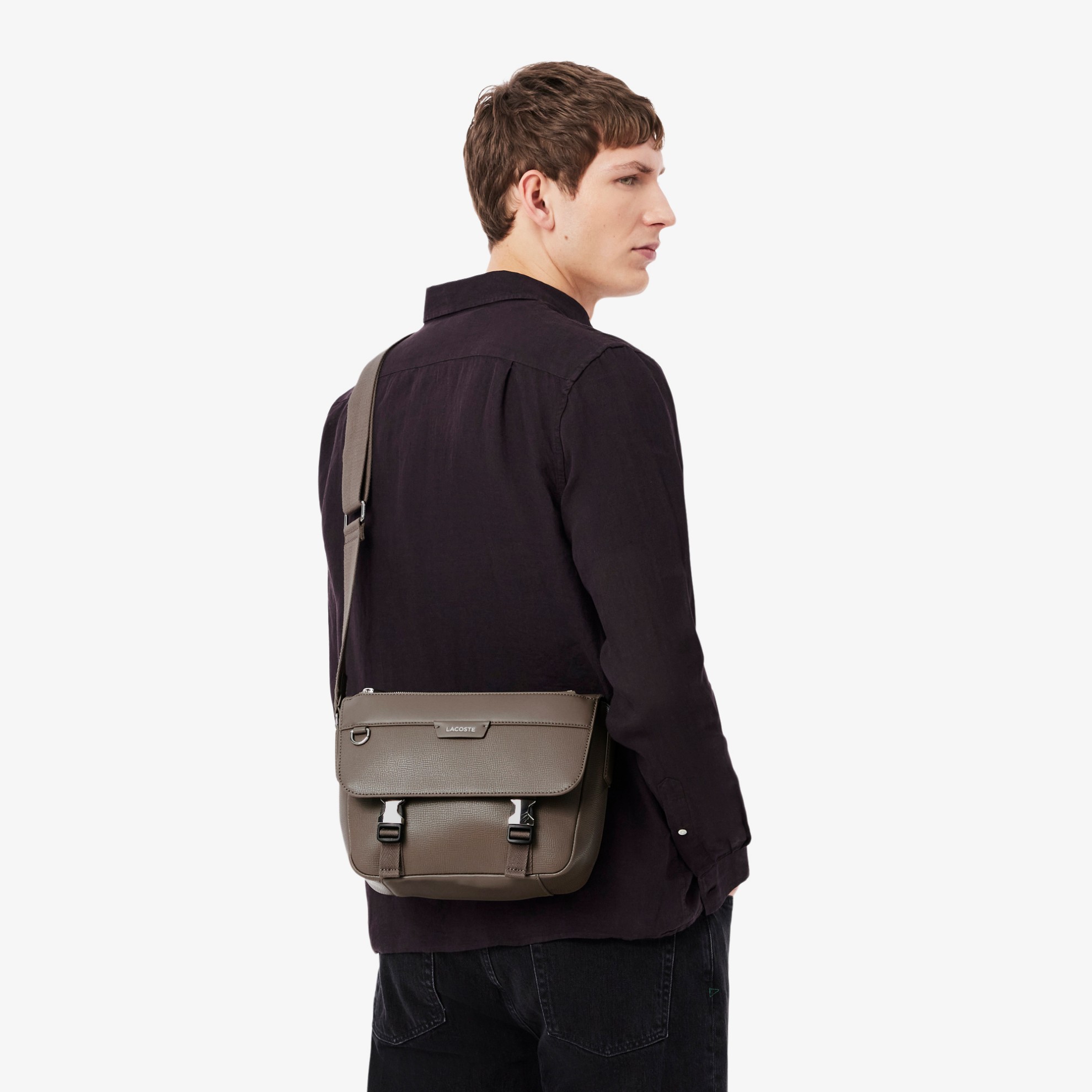 Εικόνα της Ossian Flap Close Leather Τσάντα Satchel