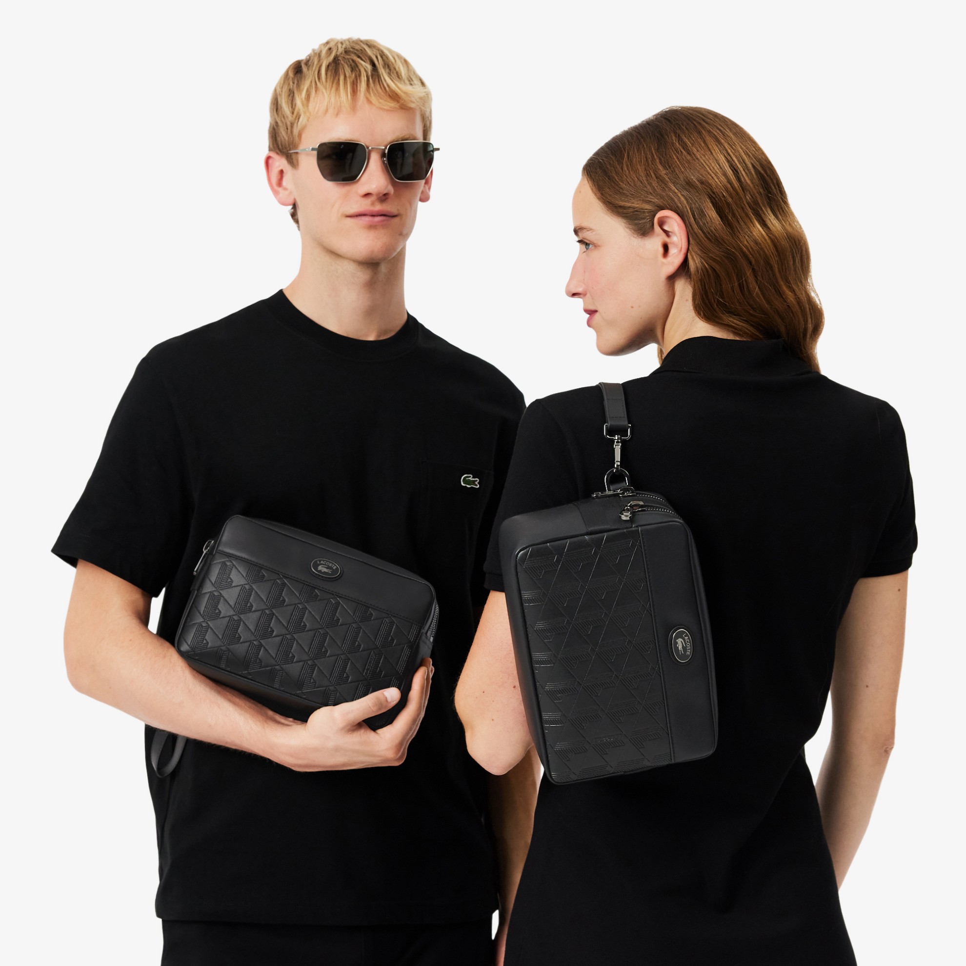 Εικόνα της Unisex Monogram Leather Clutch