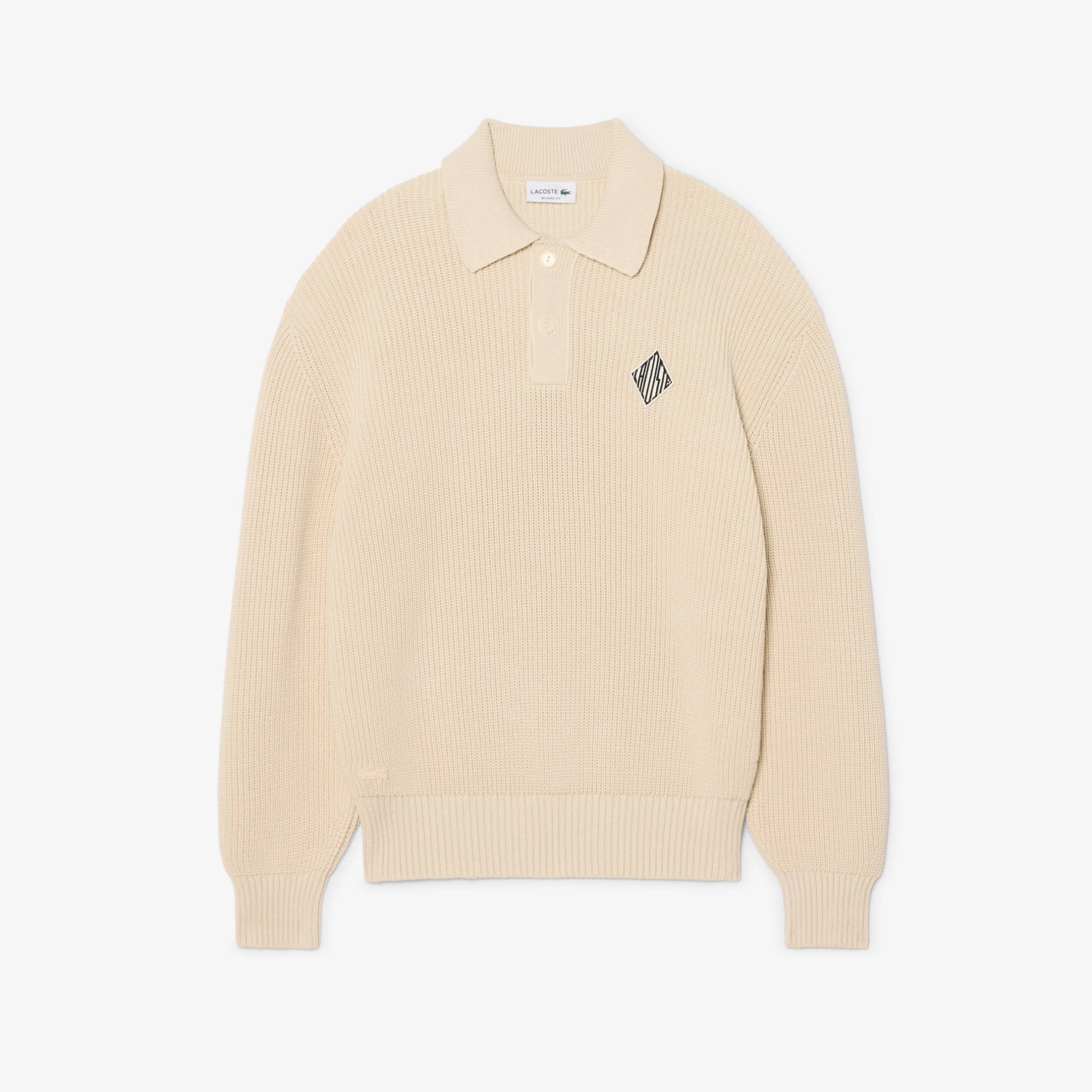 Εικόνα της Ανδρικό Badge Accent Pearl Rib Polo Collar Πουλόβερ