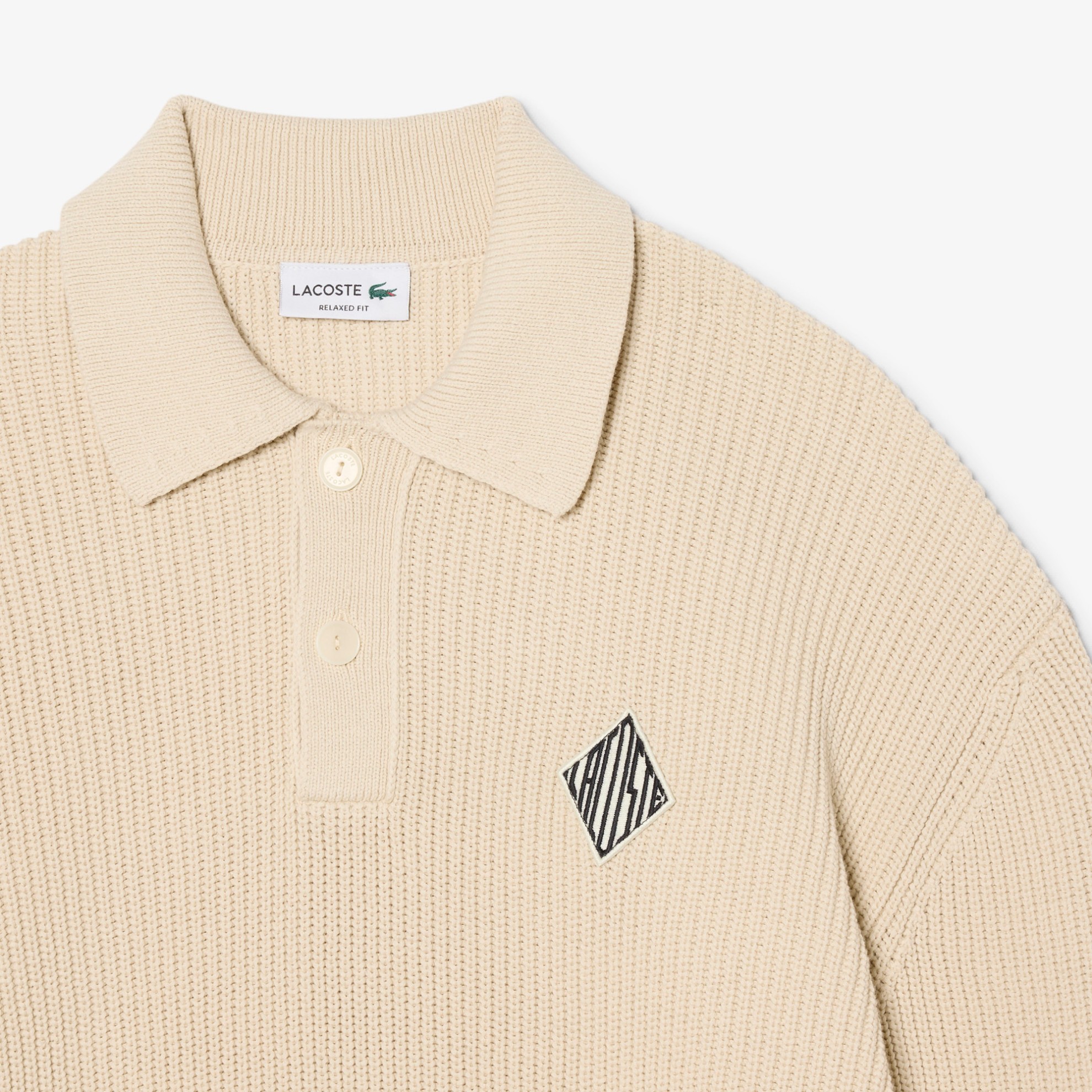 Εικόνα της Ανδρικό Badge Accent Pearl Rib Polo Collar Πουλόβερ