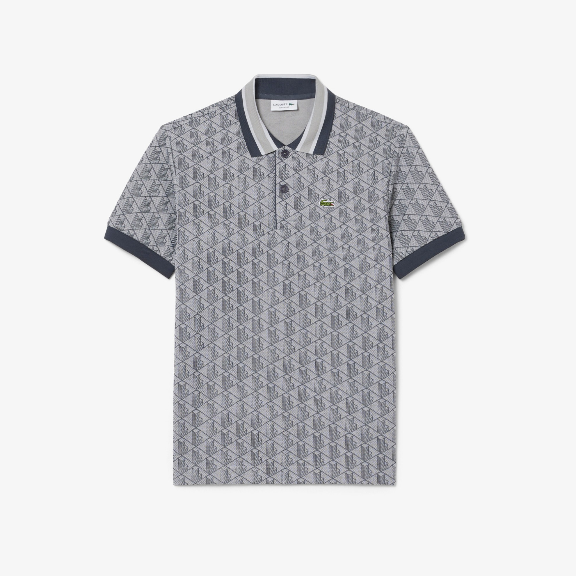 Εικόνα της Ανδρική Contrast Collar Monogram Motif Polo Μπλούζα Classic Fit