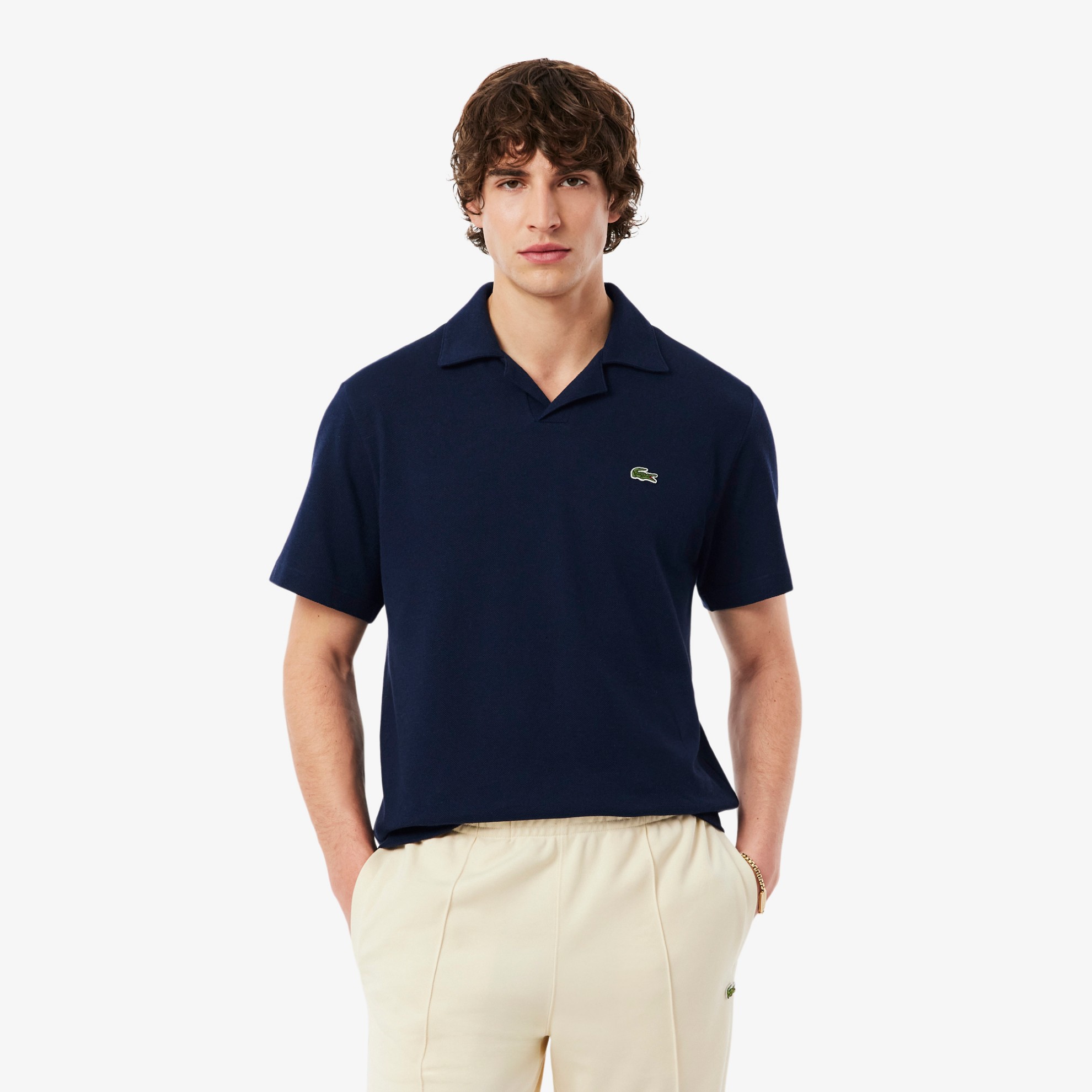Εικόνα της Ανδρική Cotton-Linen Polo Μπλούζα Classic Fit 