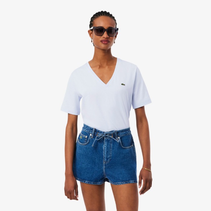 Εικόνα της Γυναικείο Soft Cotton Jersey V Neck T-shirt Relaxed Fit