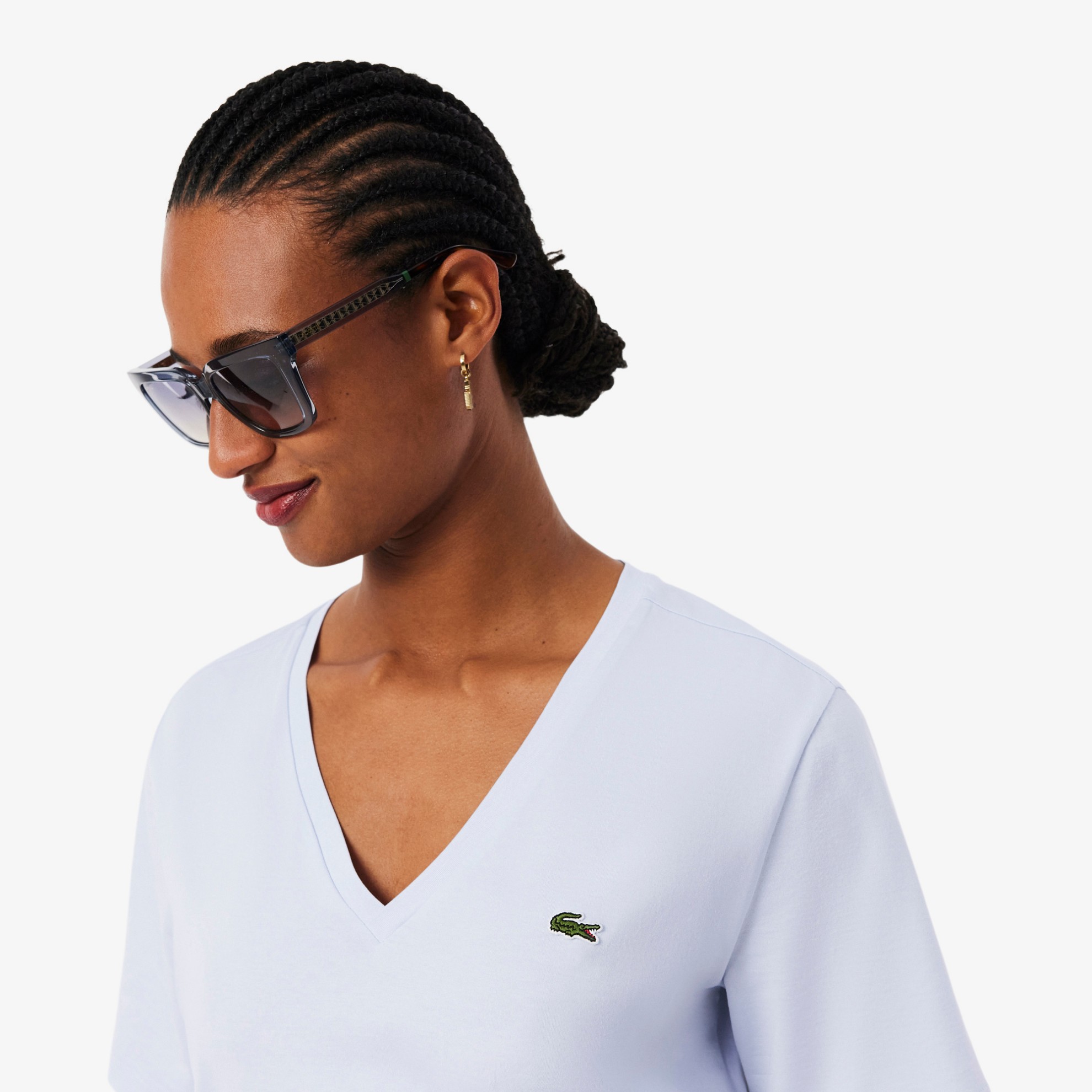 Εικόνα της Γυναικείο Soft Cotton Jersey V Neck T-shirt Relaxed Fit