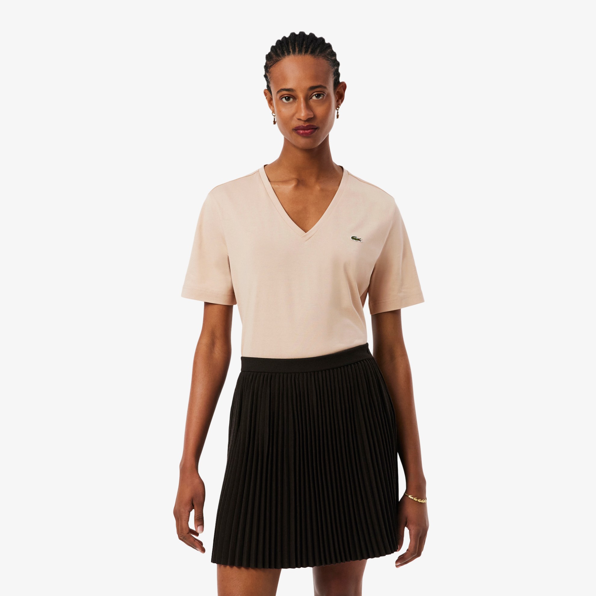 Εικόνα της Γυναικείο Soft Cotton Jersey V Neck T-shirt Relaxed Fit