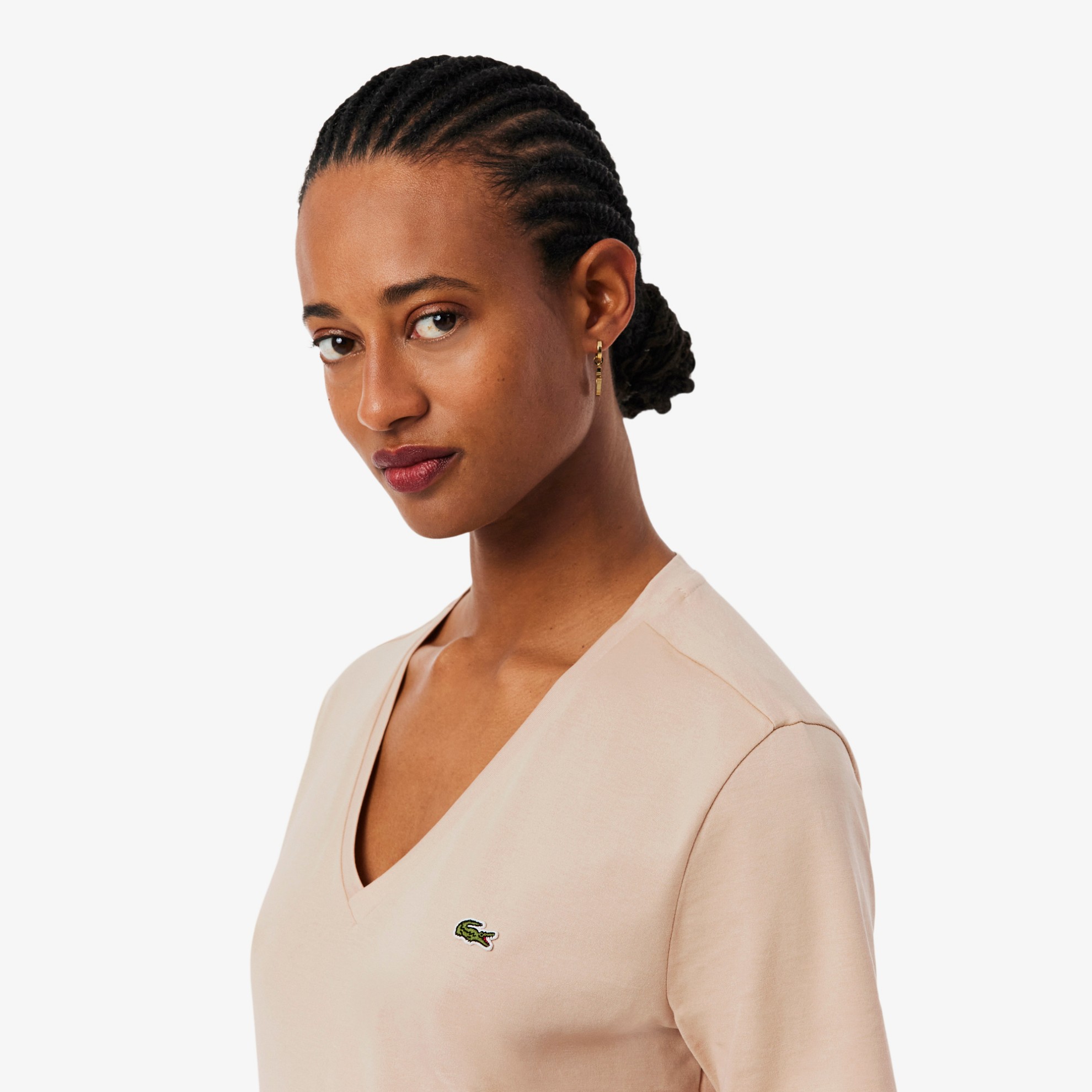 Εικόνα της Γυναικείο Soft Cotton Jersey V Neck T-shirt Relaxed Fit