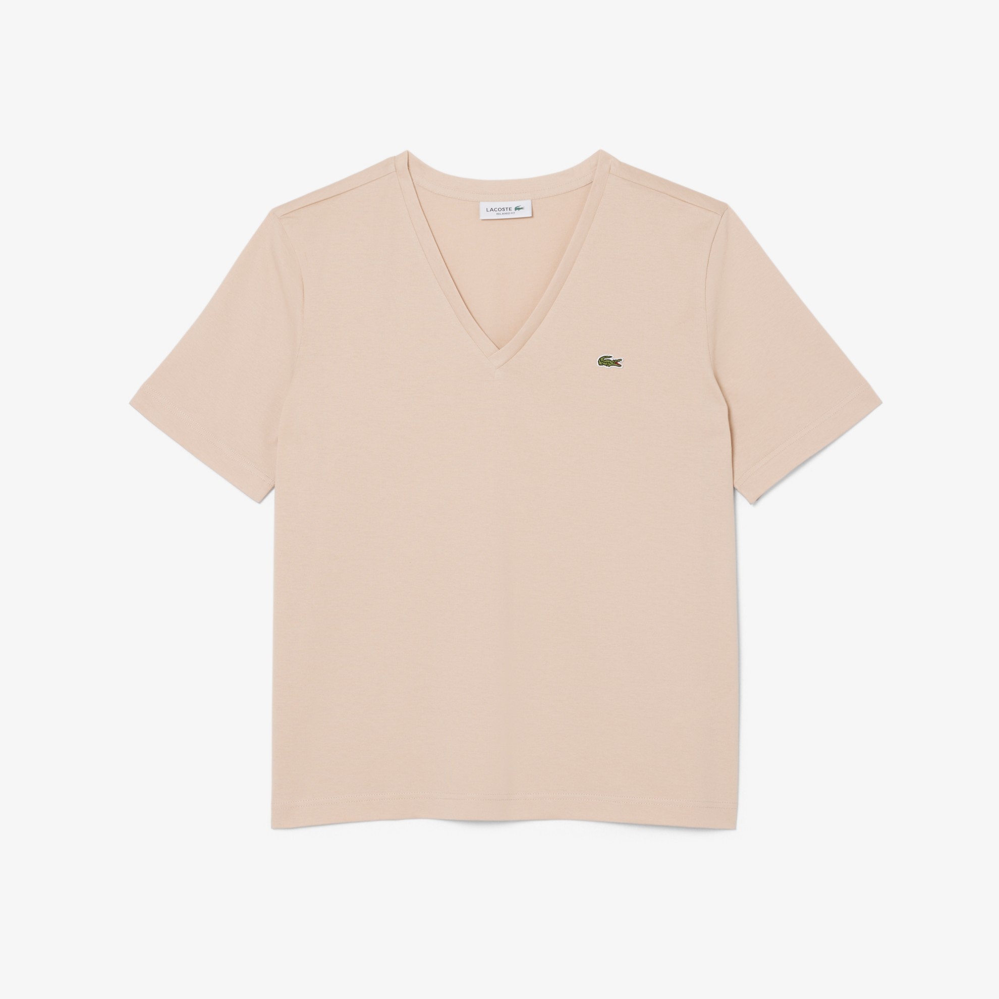 Εικόνα της Γυναικείο Soft Cotton Jersey V Neck T-shirt Relaxed Fit