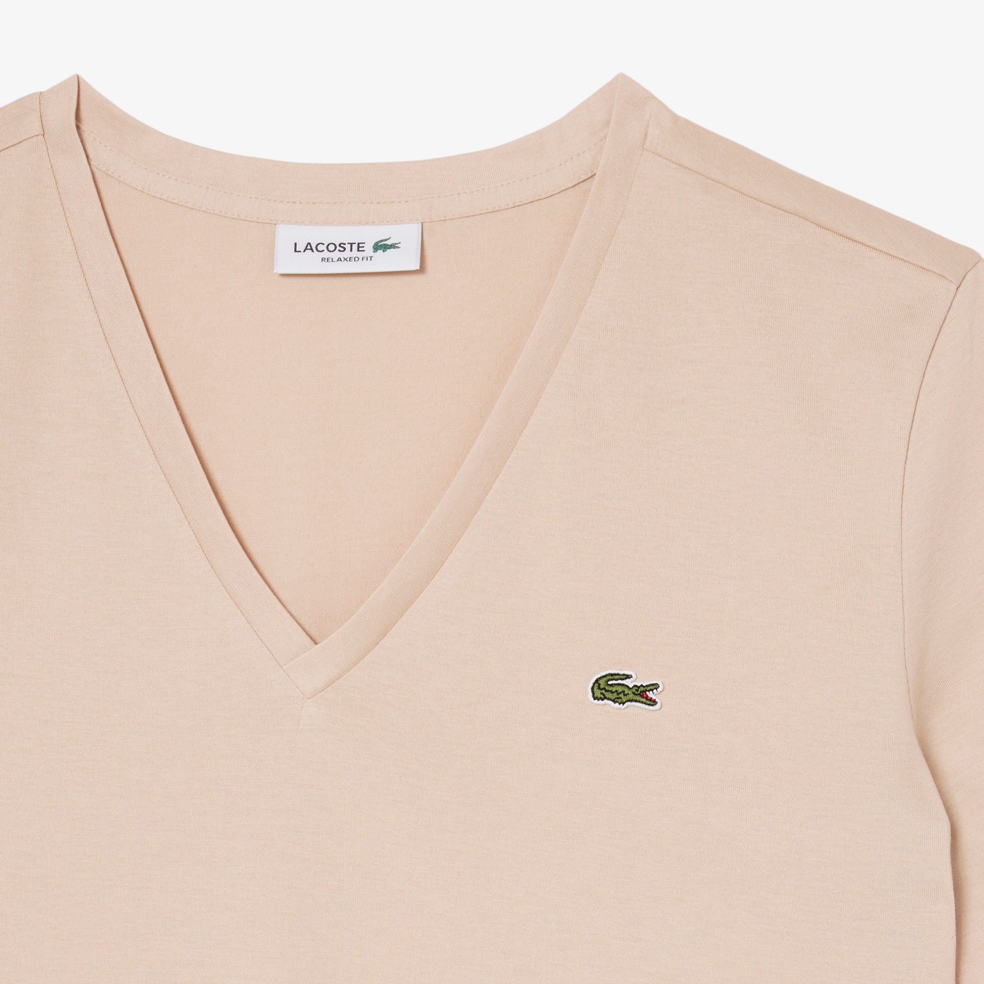 Εικόνα της Γυναικείο Soft Cotton Jersey V Neck T-shirt Relaxed Fit