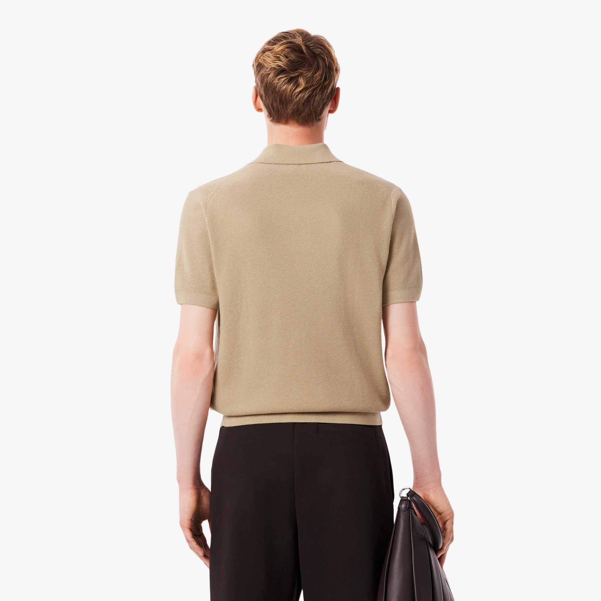 Εικόνα της Ανδρικό Cotton Blend Open Polo Collar Πουλόβερ 