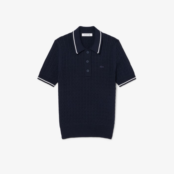 Εικόνα της Γυναικείο Ριγέ Polo Collar Πλεκτό Πουλόβερ