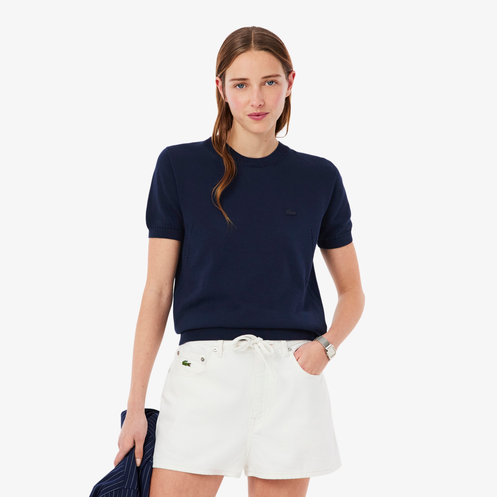 Εικόνα της Γυναικείο Κοντομάνικο 3D Knit Πουλόβερ 