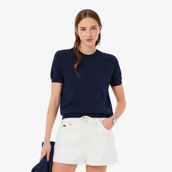 Εικόνα της Γυναικείο Κοντομάνικο 3D Knit Πουλόβερ 