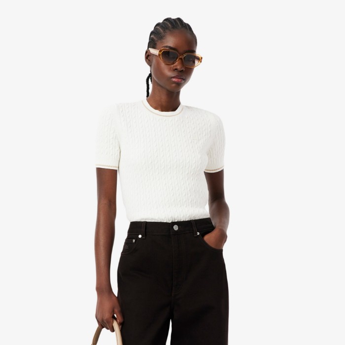 Εικόνα της Γυναικείο Κοντομάνικο Cable Knit Πουλόβερ 