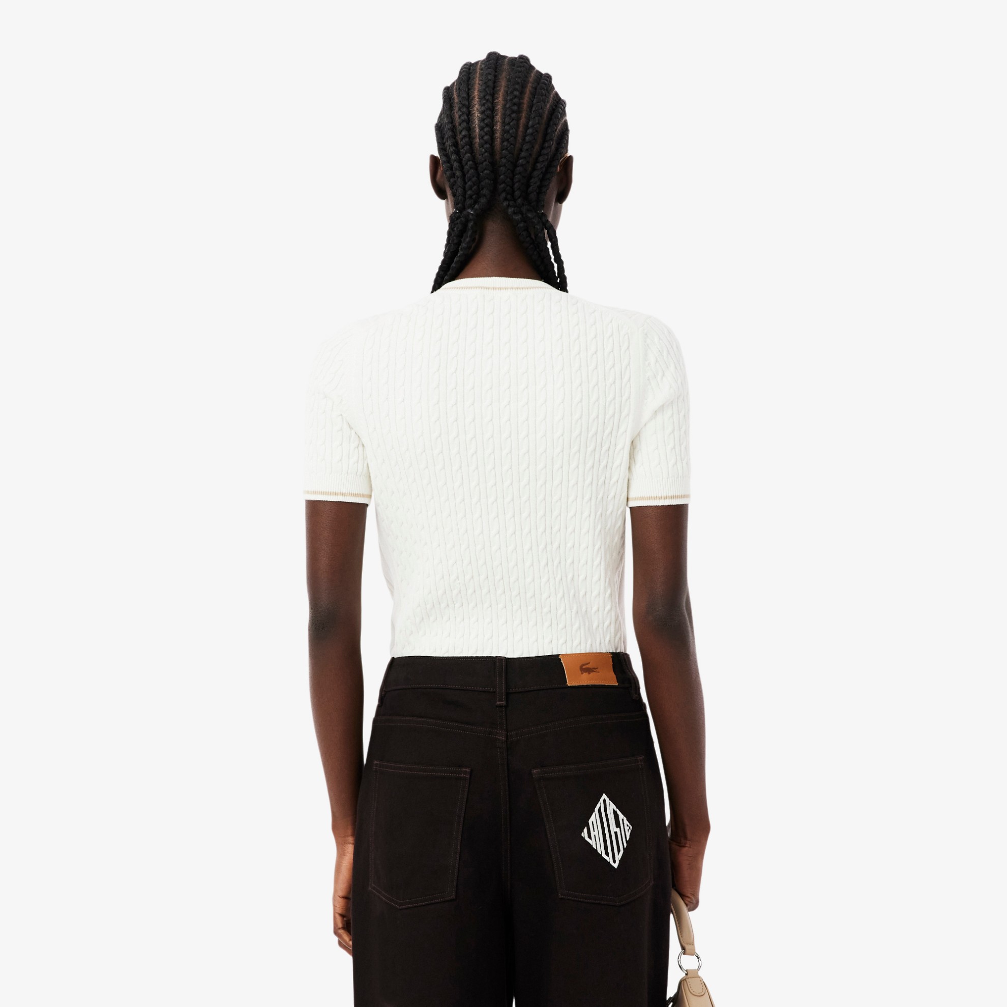 Εικόνα της Γυναικείο Κοντομάνικο Cable Knit Πουλόβερ 