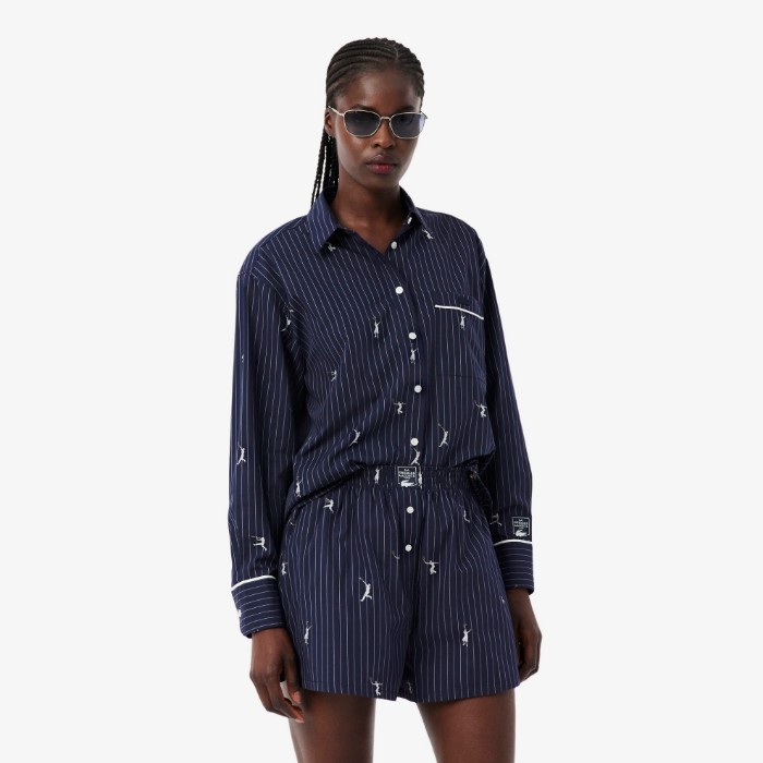 Εικόνα της Γυναικείο Jacquard Motifs Oversized Πουκάμισο 