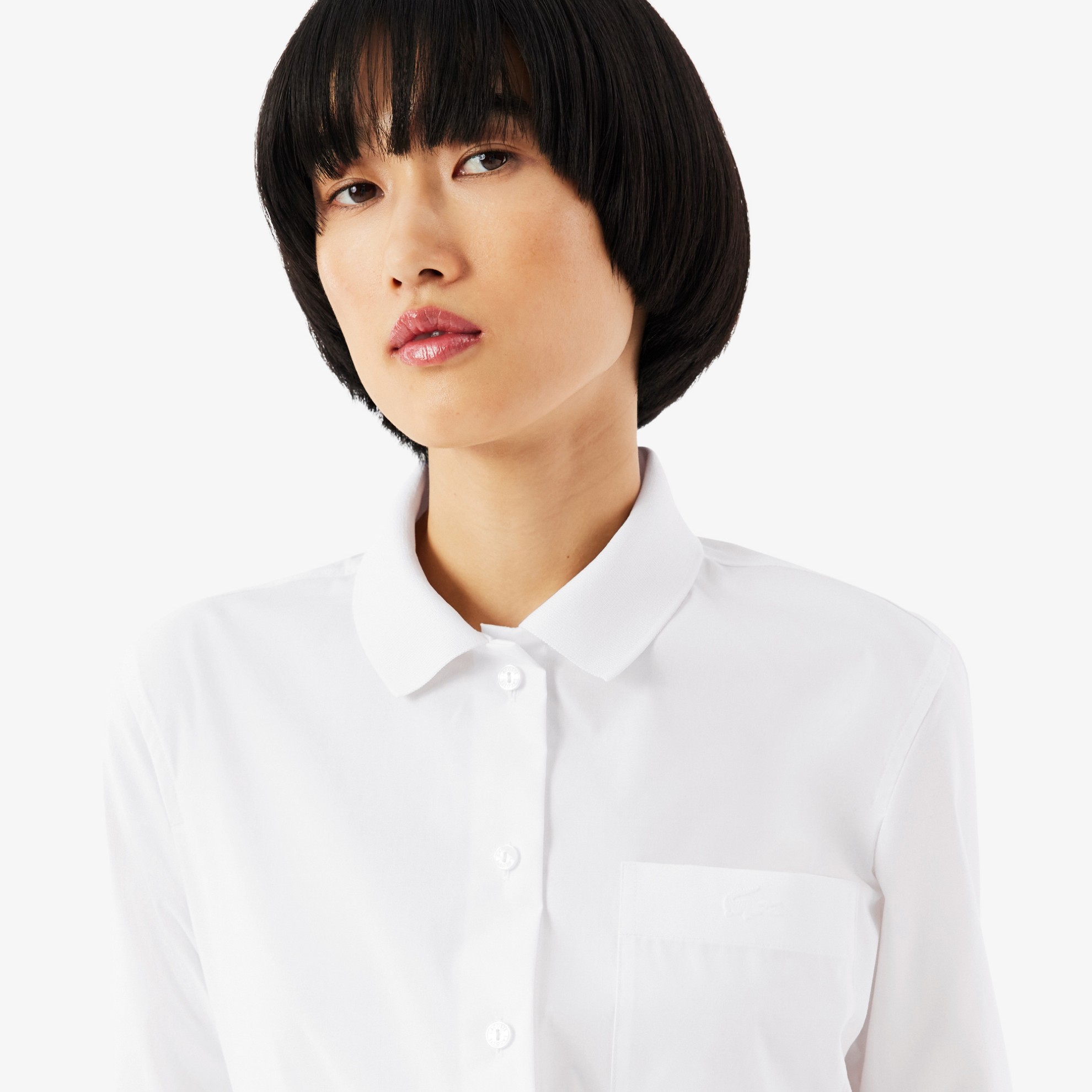 Εικόνα της Γυναικείο Ribbed Collar Stretch Poplin Πουκάμισο Slim Fit 