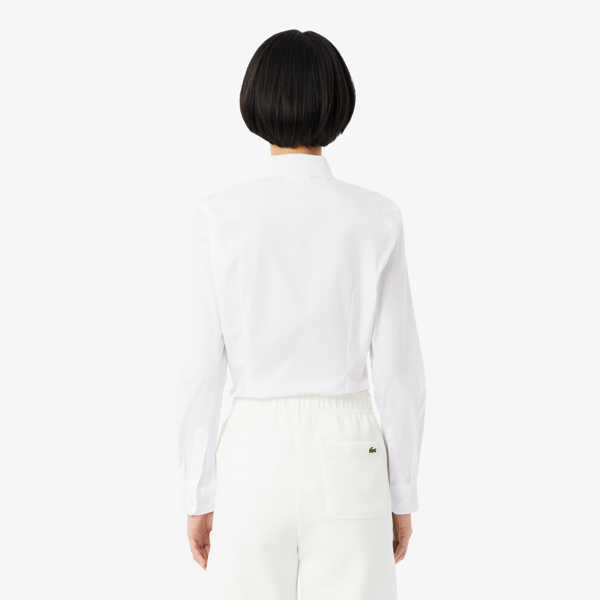 Εικόνα της Γυναικείο Ribbed Collar Stretch Poplin Πουκάμισο Slim Fit 