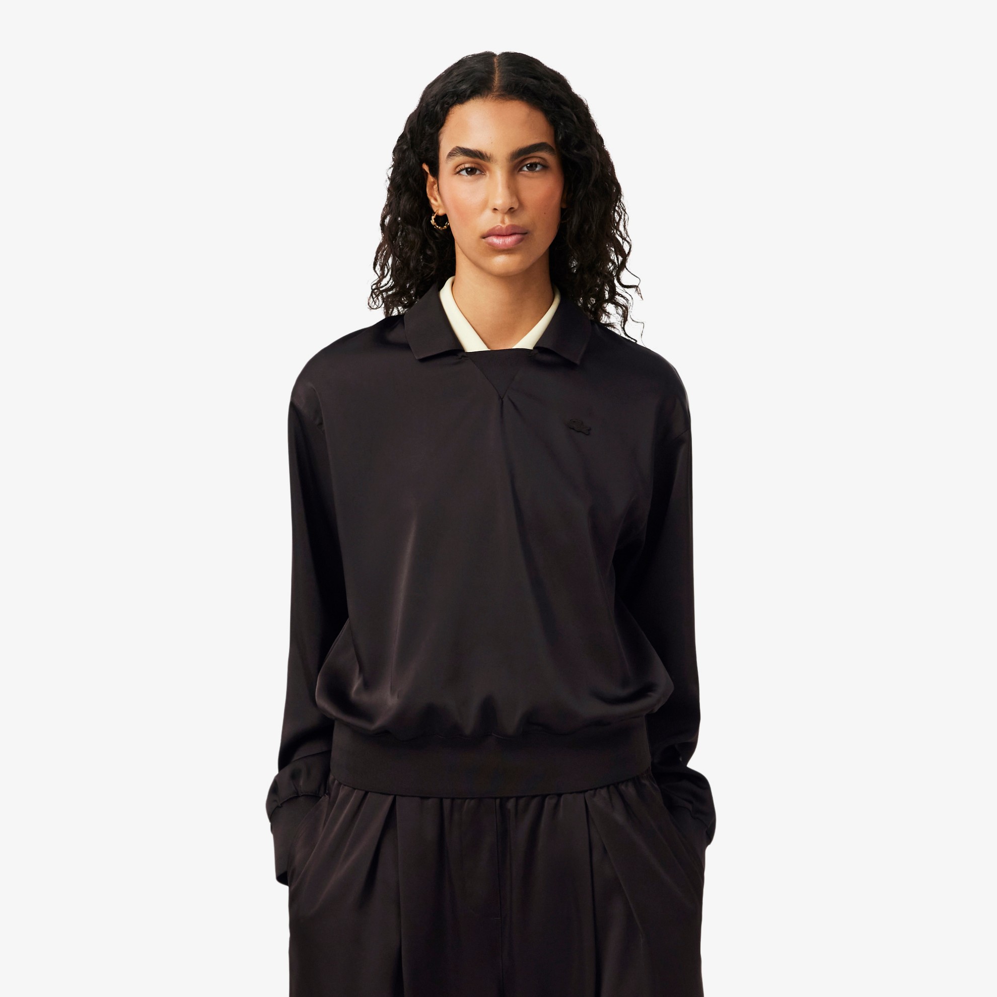 Εικόνα της Γυναικεία Satin Polo Μπλούζα Relaxed Fit 