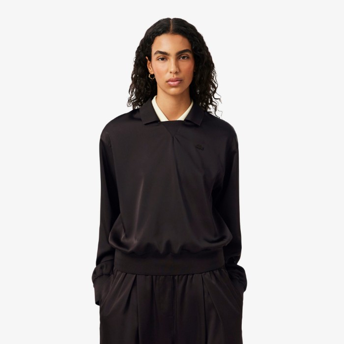 Εικόνα της Γυναικεία Satin Polo Μπλούζα Relaxed Fit 