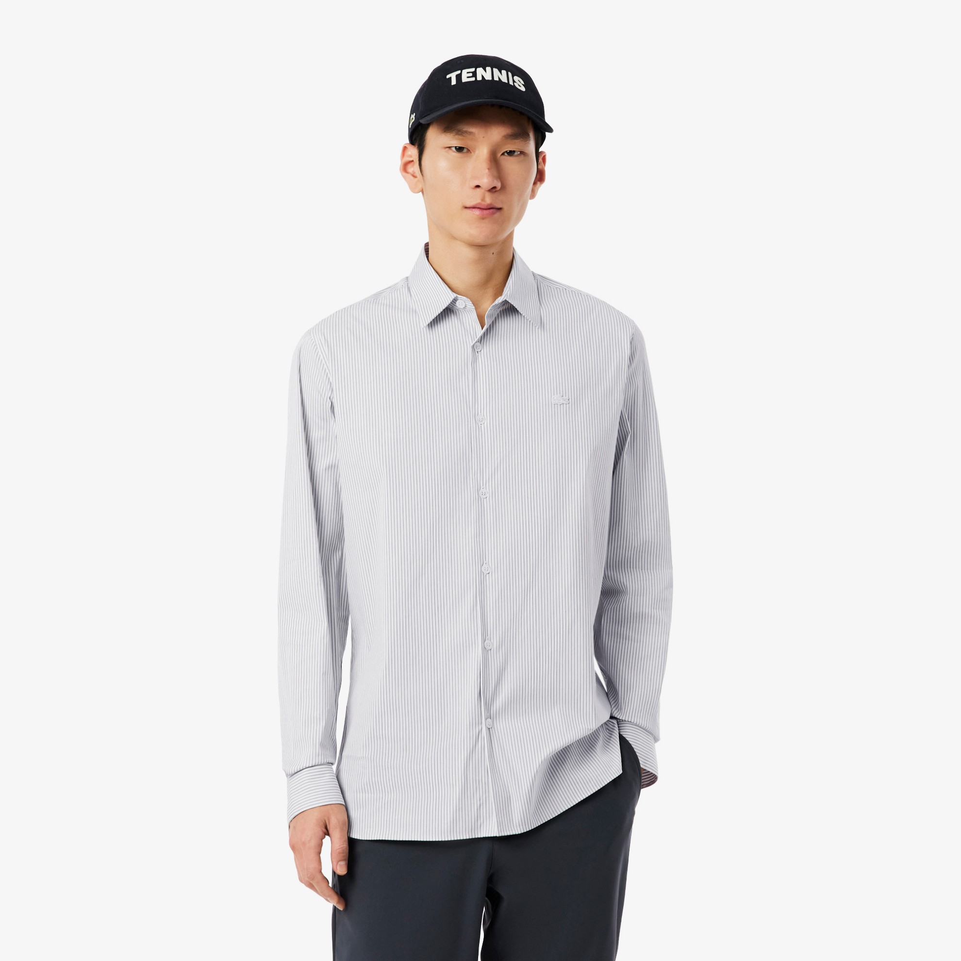 Εικόνα της Ανδρικό Stretch Poplin Ριγέ Πουκάμισο Slim Fit 