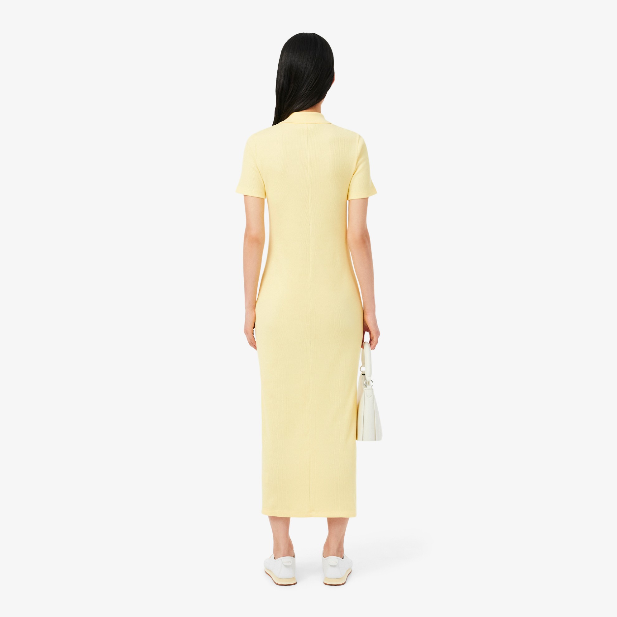 Εικόνα της Γυναικείο Μακρύ Ribbed Βαμβακερό Polo Φόρεμα