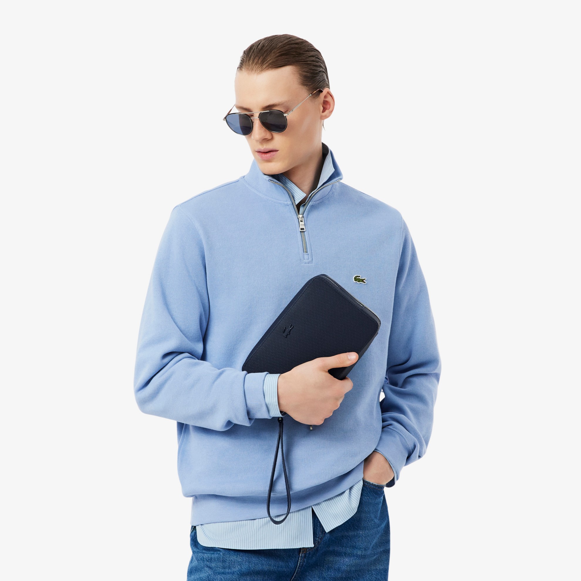 Εικόνα της Ανδρικό Δερμάτινο Chantaco Piqué Zipped Pouch