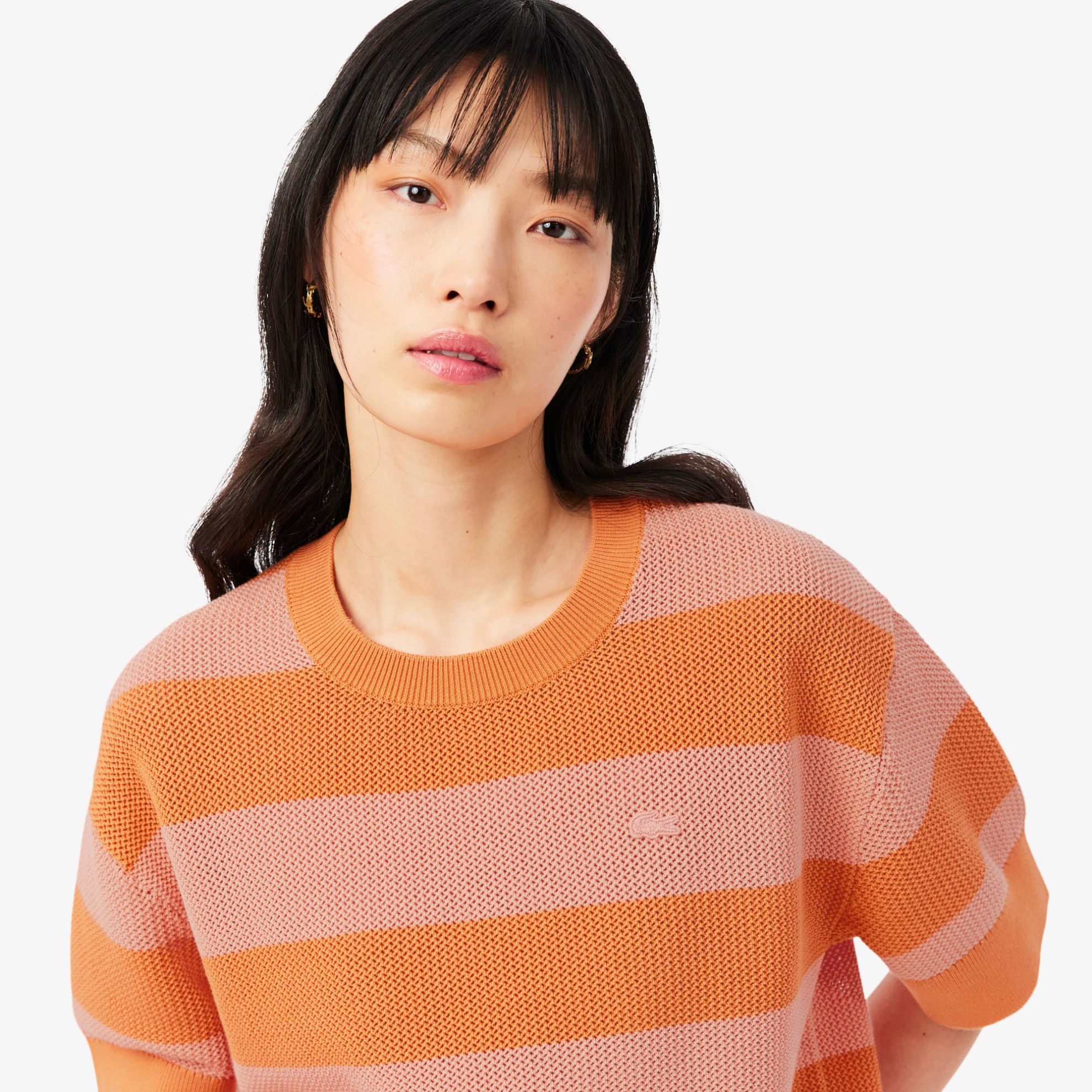 Εικόνα της Γυναικείο Mesh Knit Ριγέ T-shirt