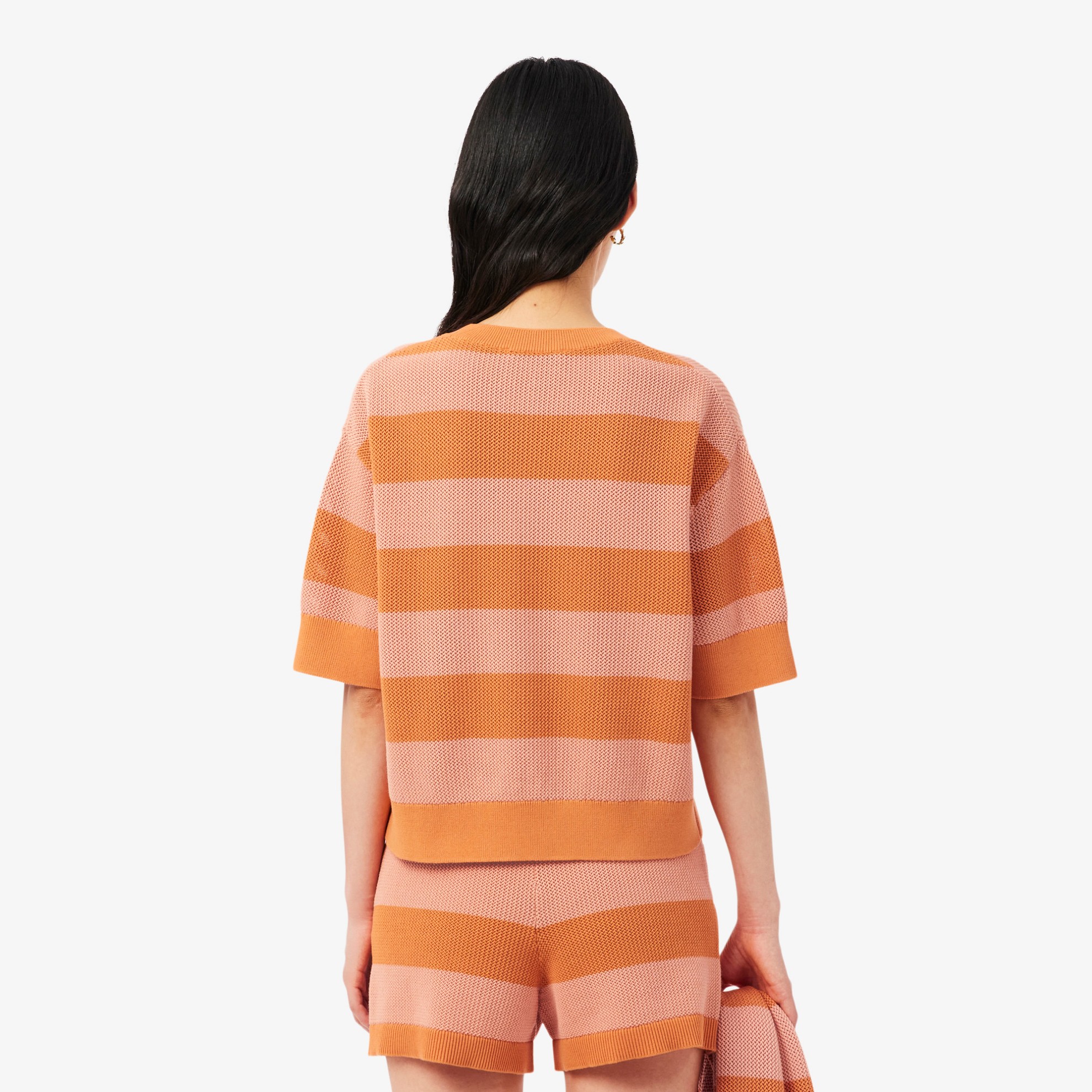 Εικόνα της Γυναικείο Mesh Knit Ριγέ T-shirt