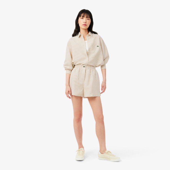Εικόνα της Γυναικείο Oversized Linen Blend Σορτς 