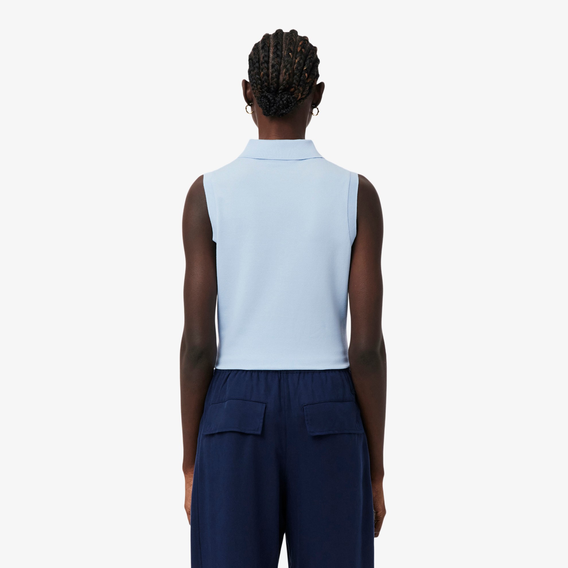 Εικόνα της Γυναικεία Αμάνικη Cotton Piqué Polo Μπλούζα Slim Fit