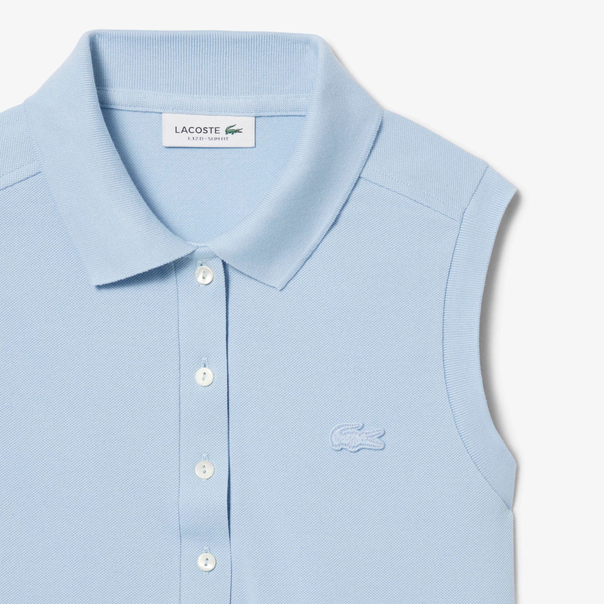 Εικόνα της Γυναικεία Αμάνικη Cotton Piqué Polo Μπλούζα Slim Fit