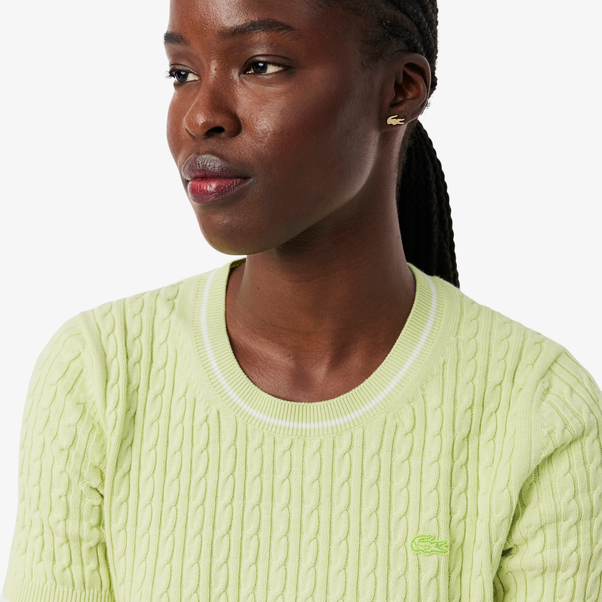 Εικόνα της Γυναικείο Κοντομάνικο Cable Knit Πουλόβερ 