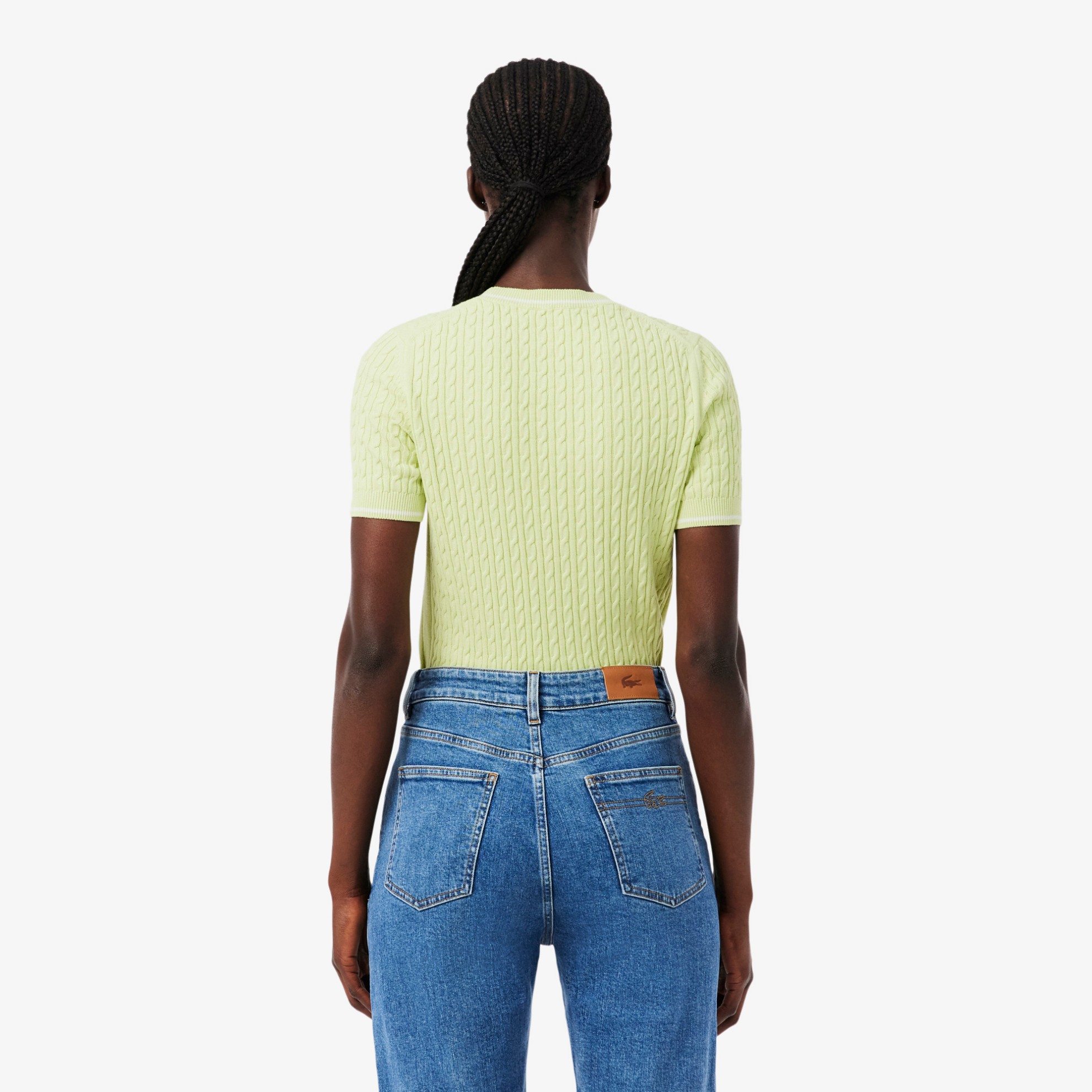 Εικόνα της Γυναικείο Κοντομάνικο Cable Knit Πουλόβερ 