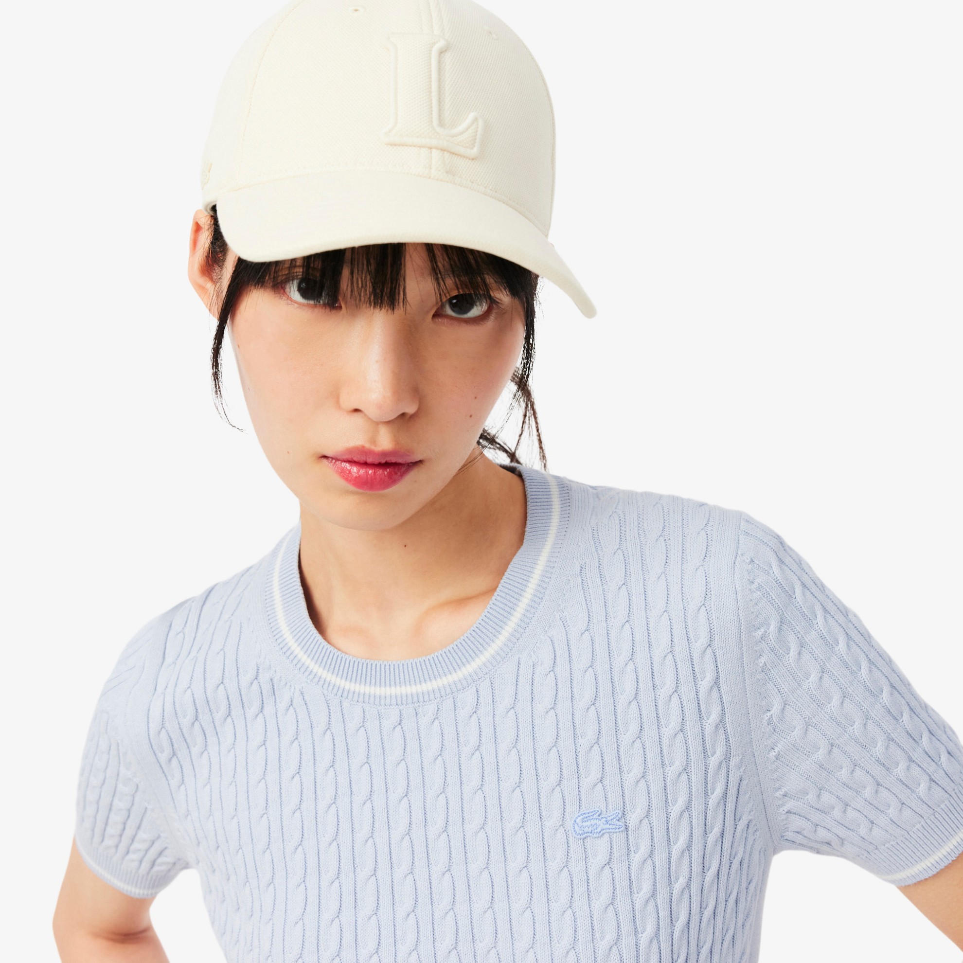 Εικόνα της Γυναικείο Κοντομάνικο Cable Knit Πουλόβερ 