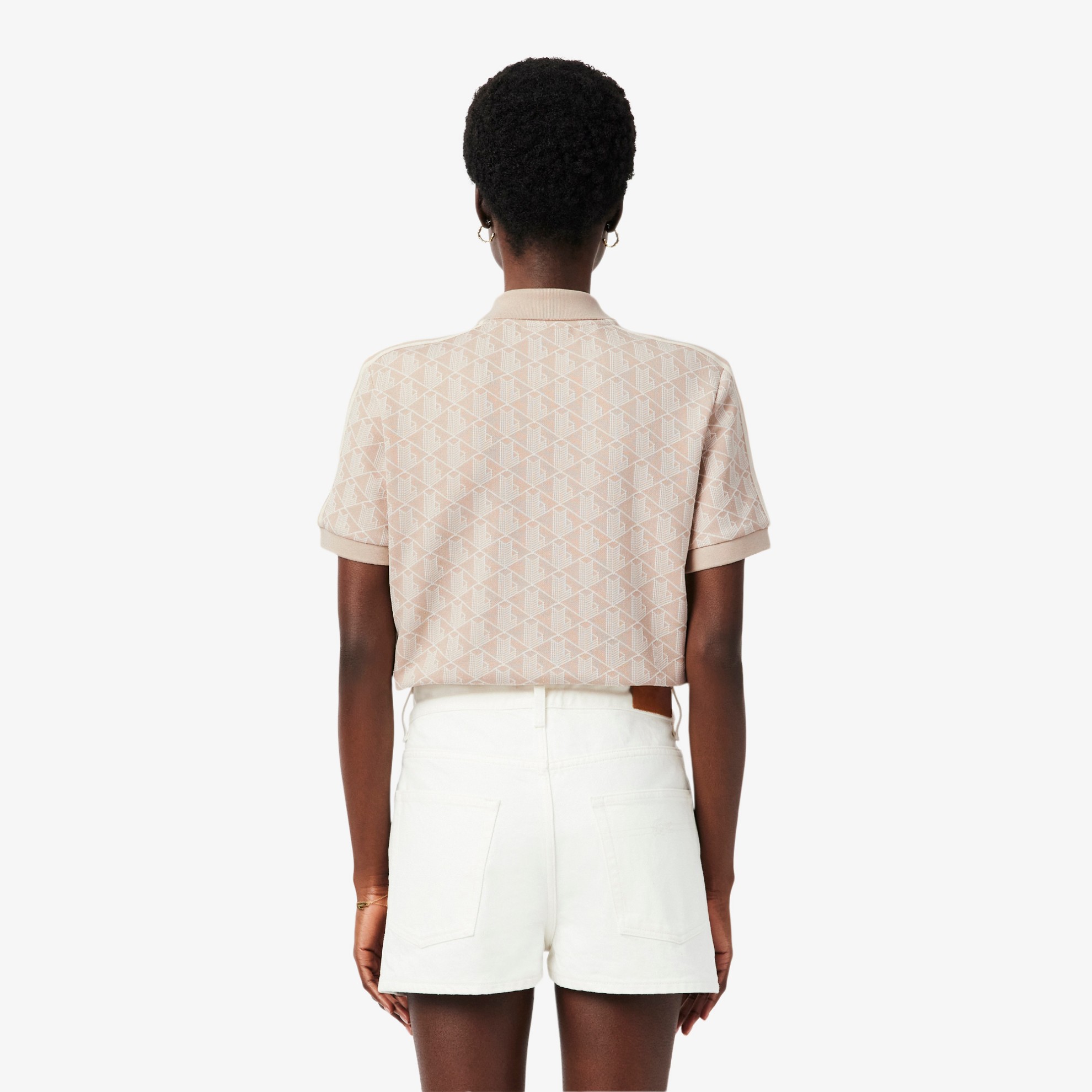 Εικόνα της Γυναικείο Monogram Jacquard Polo Μπλούζα Slim Fit 