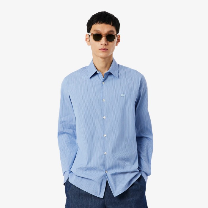 Εικόνα της Ανδρικό Stretch Poplin Ριγέ Πουκάμισο Slim Fit 