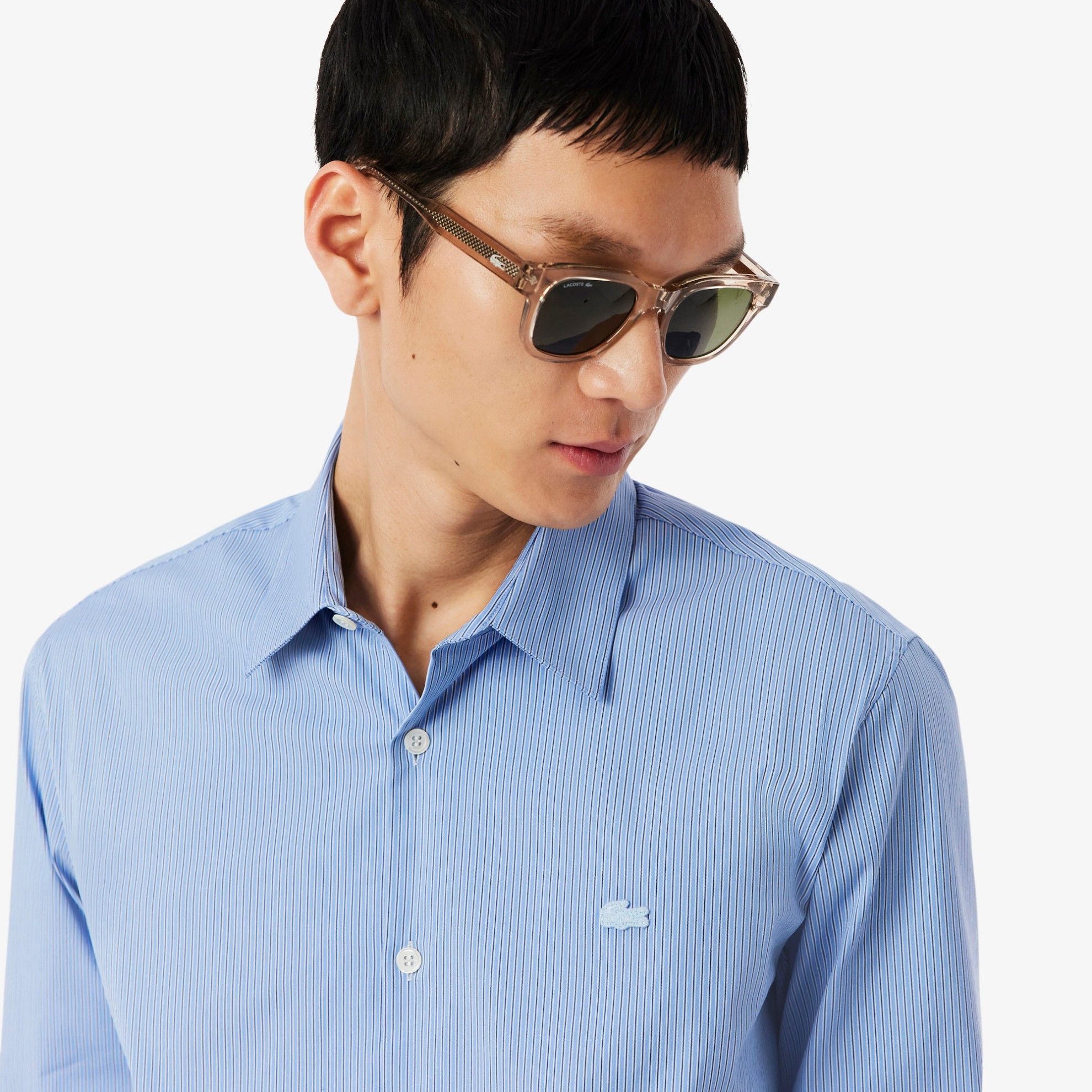 Εικόνα της Ανδρικό Stretch Poplin Ριγέ Πουκάμισο Slim Fit 