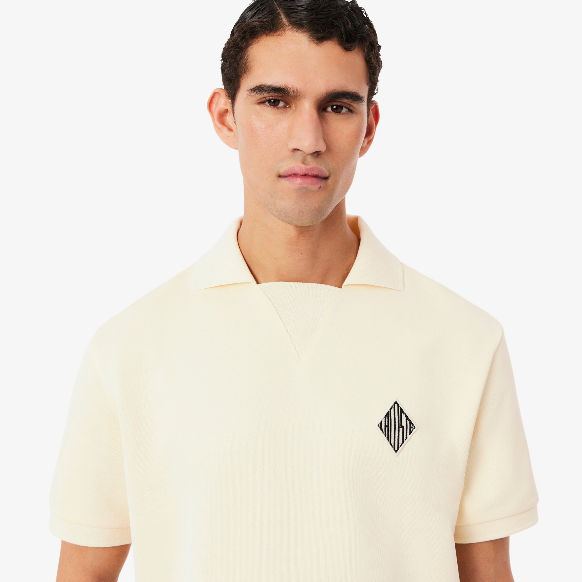 Εικόνα της Badge Accent Fleece Polo Μπλούζα Loose Fit 