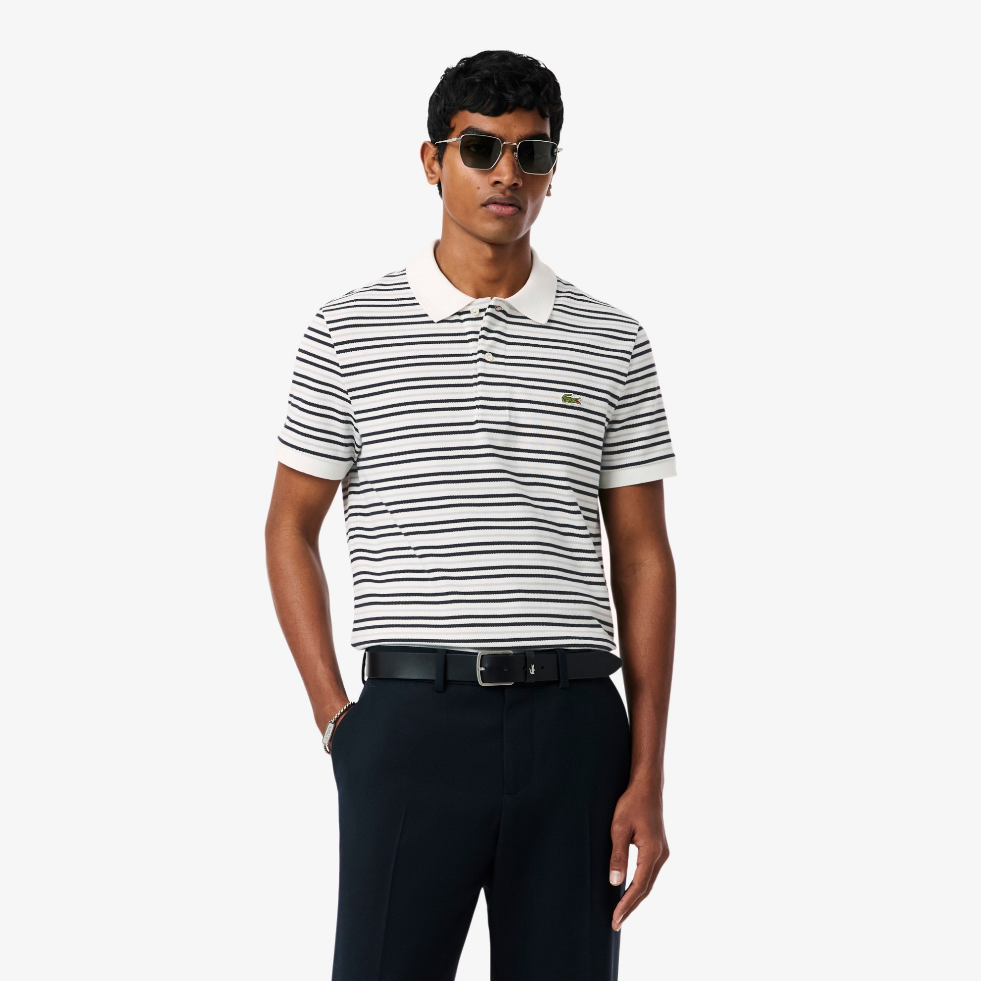 Εικόνα της Ανδρική Petit Piqué Ριγέ Polo Μπλούζα Classic Fit 