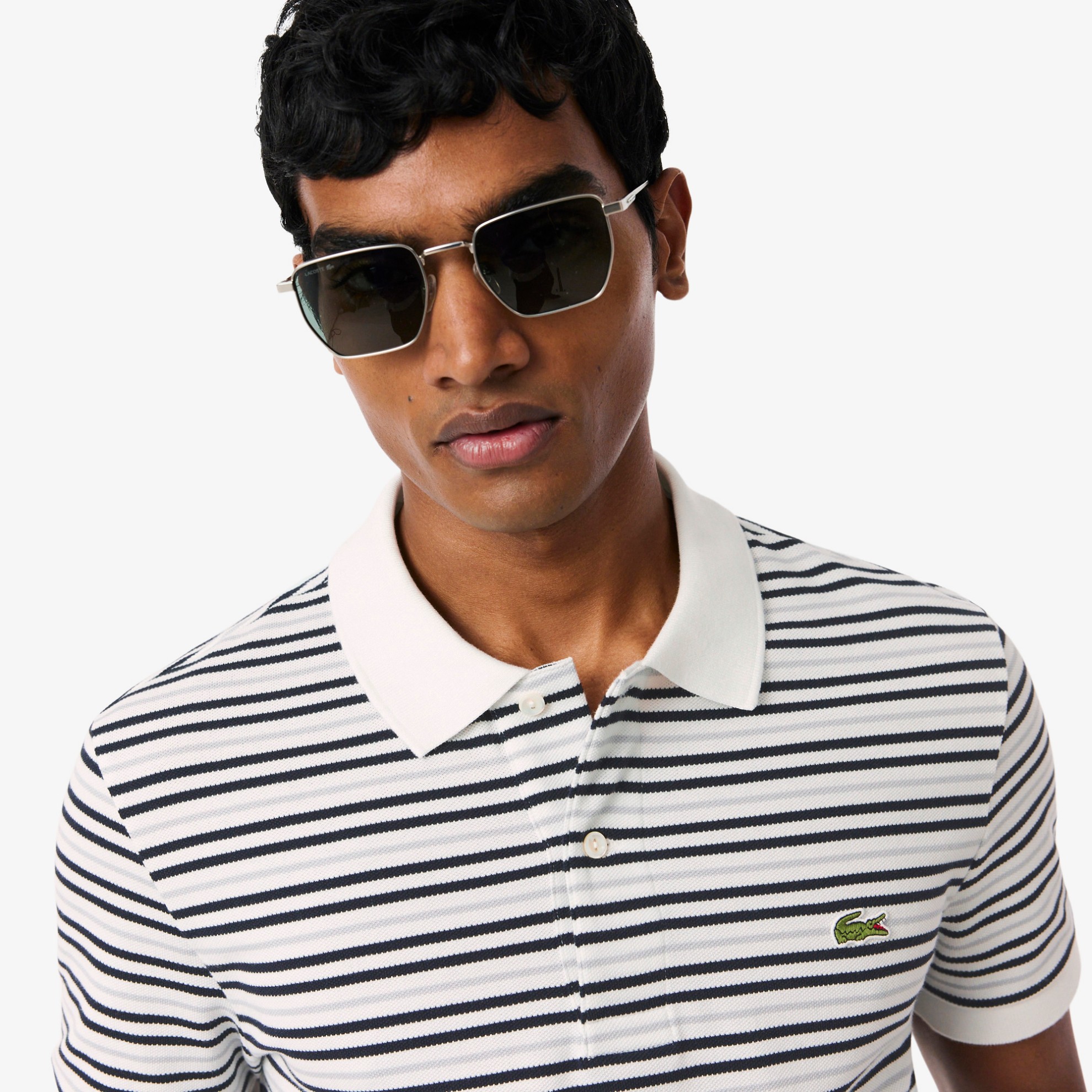 Εικόνα της Ανδρική Petit Piqué Ριγέ Polo Μπλούζα Classic Fit 