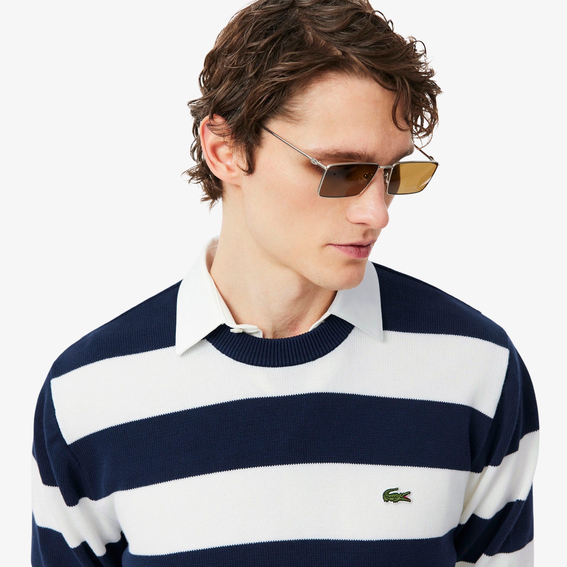 Εικόνα της Ριγέ Cotton Crew Neck Sailor Πουλόβερ 