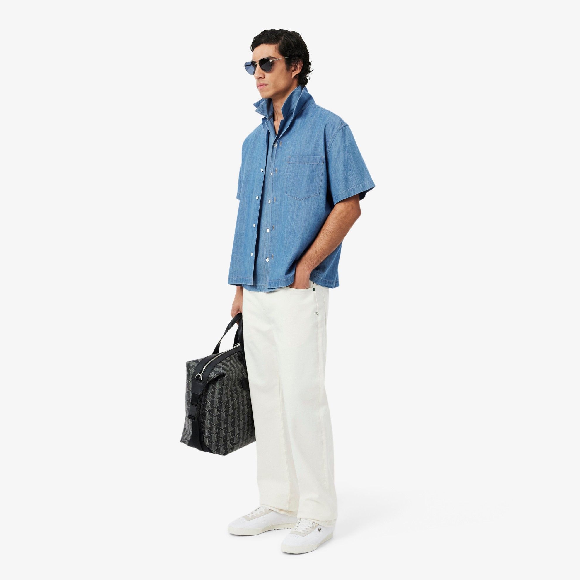 Εικόνα της Ανδρικό Open Neck Denim Πουκάμισο Relaxed Fit 