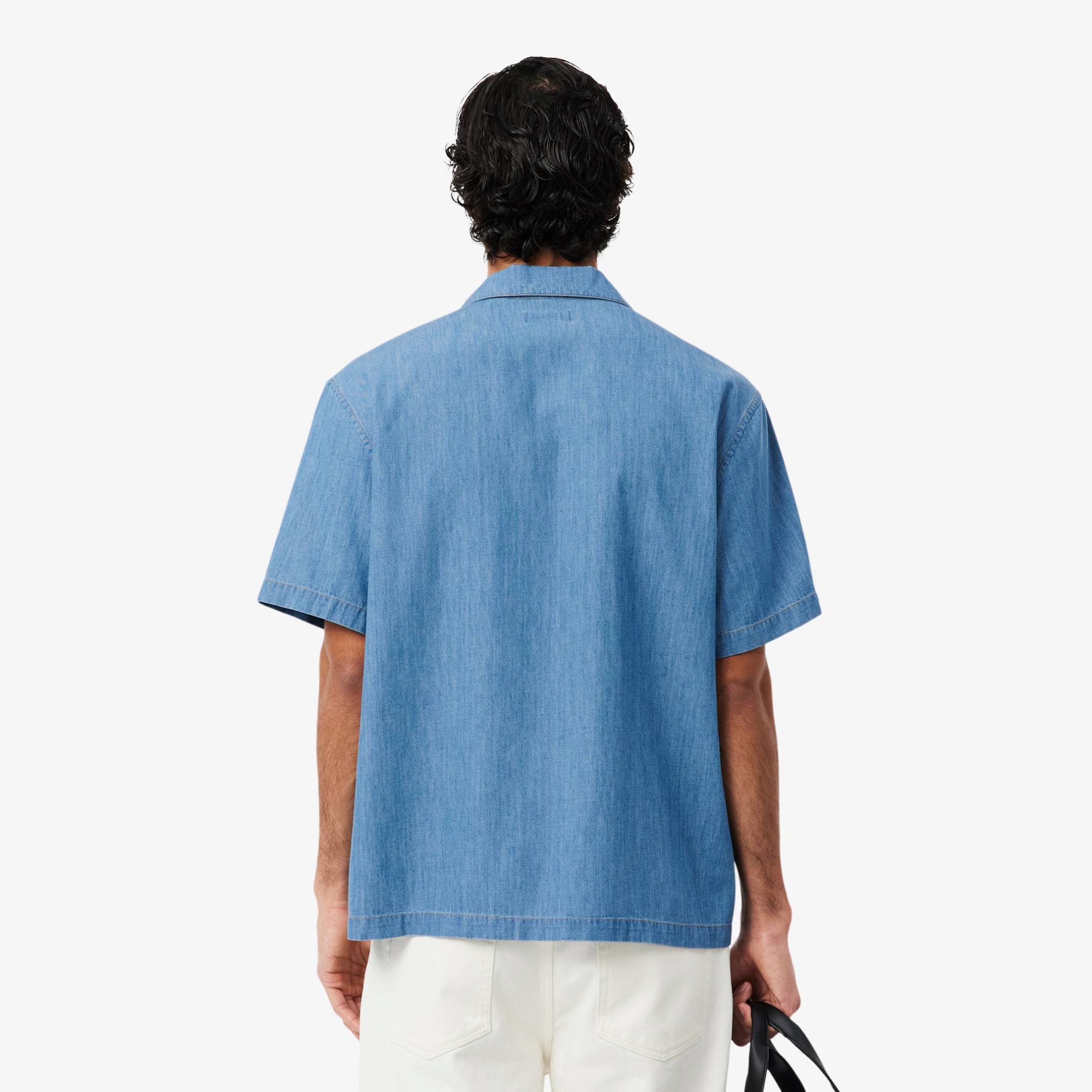 Εικόνα της Ανδρικό Open Neck Denim Πουκάμισο Relaxed Fit 