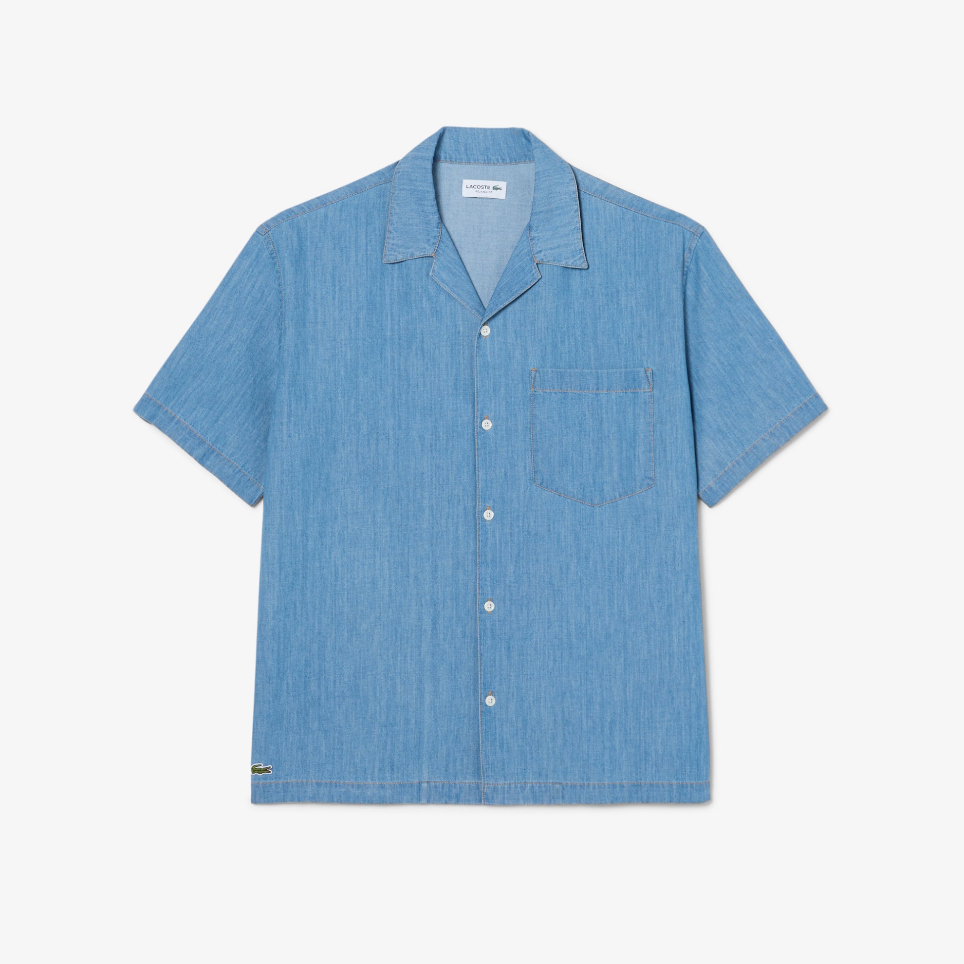 Εικόνα της Ανδρικό Open Neck Denim Πουκάμισο Relaxed Fit 