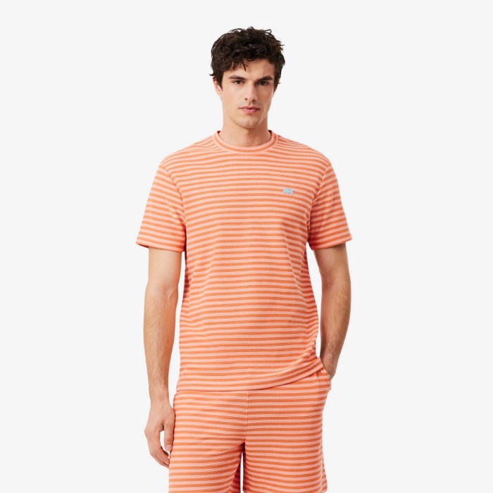 Εικόνα της Ανδρικό Textured Ριγέ Cotton T-Shirt
