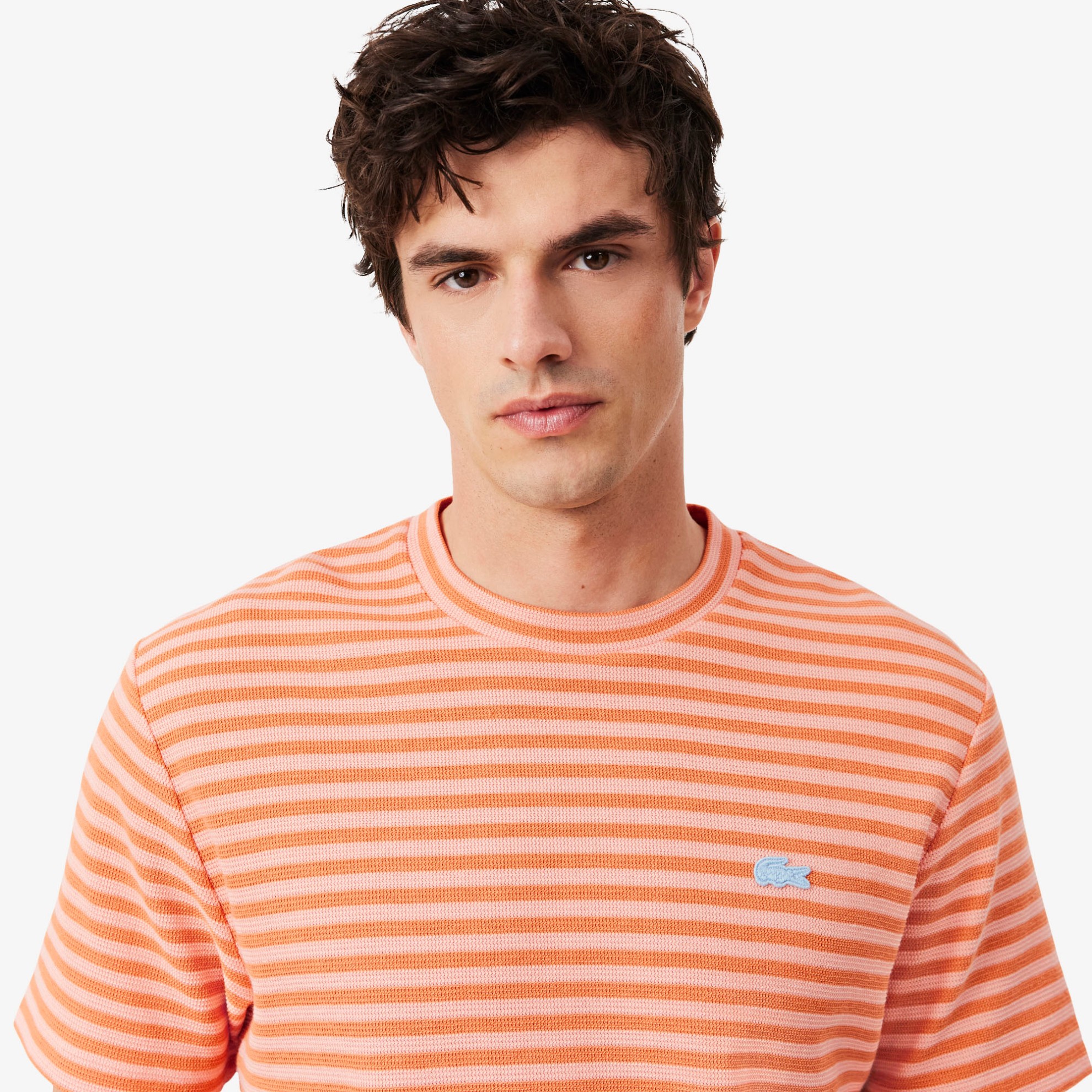 Εικόνα της Ανδρικό Textured Ριγέ Cotton T-Shirt