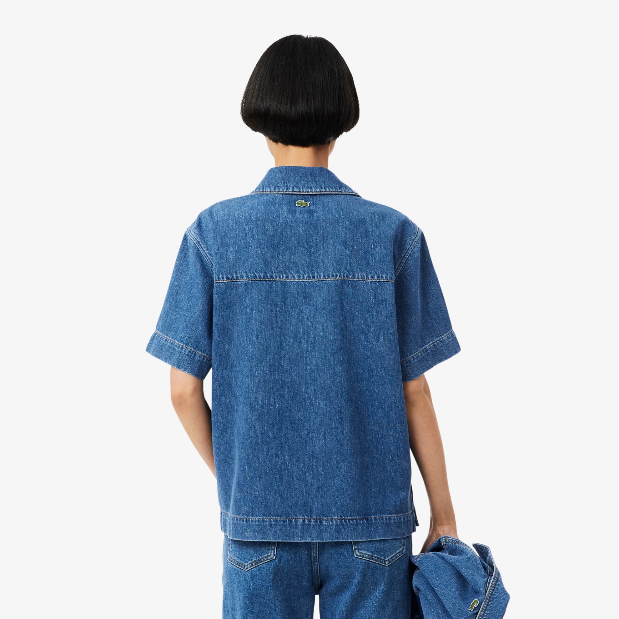 Εικόνα της Γυναικεία Oversized Lightweight Denim Polo Μπλούζα