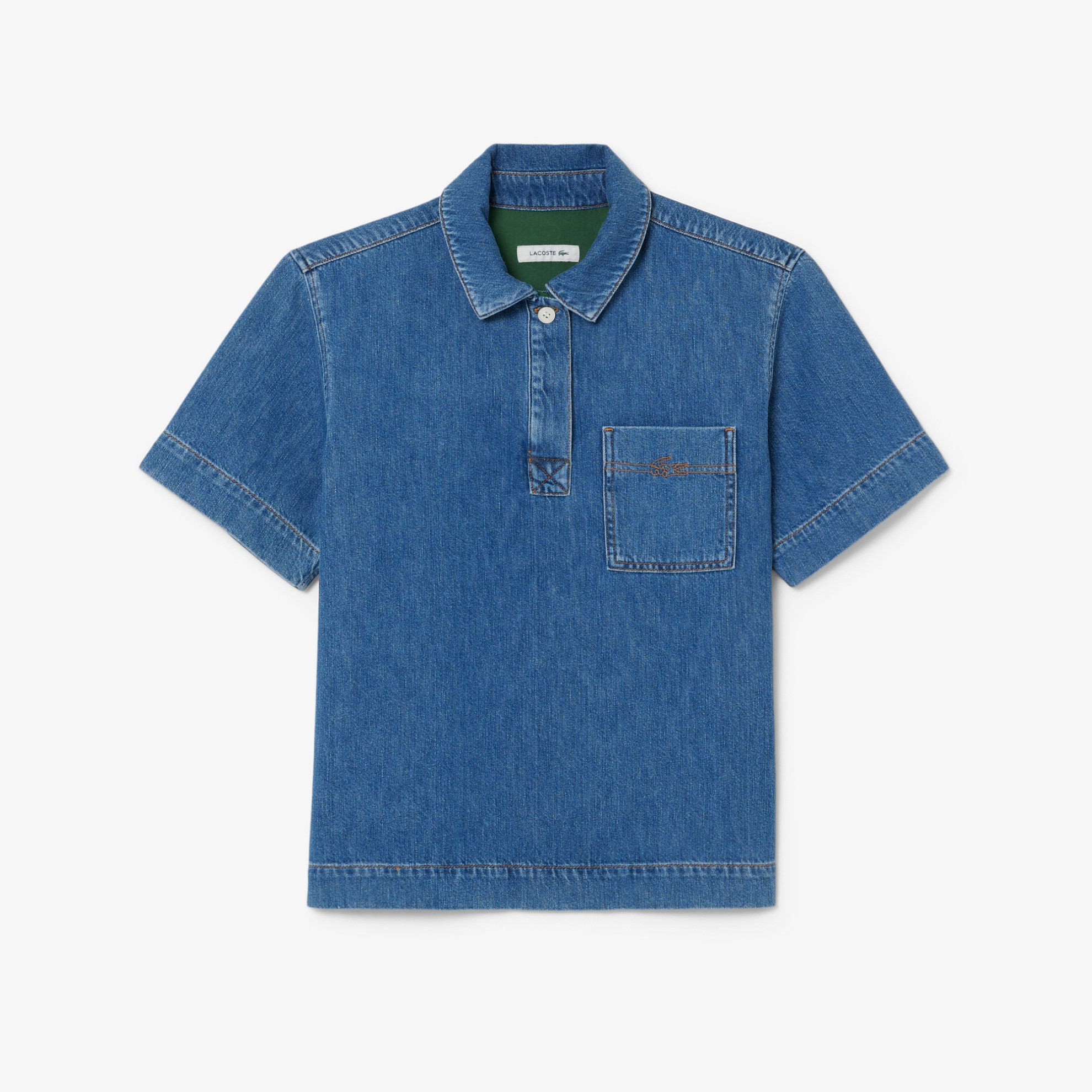 Εικόνα της Γυναικεία Oversized Lightweight Denim Polo Μπλούζα
