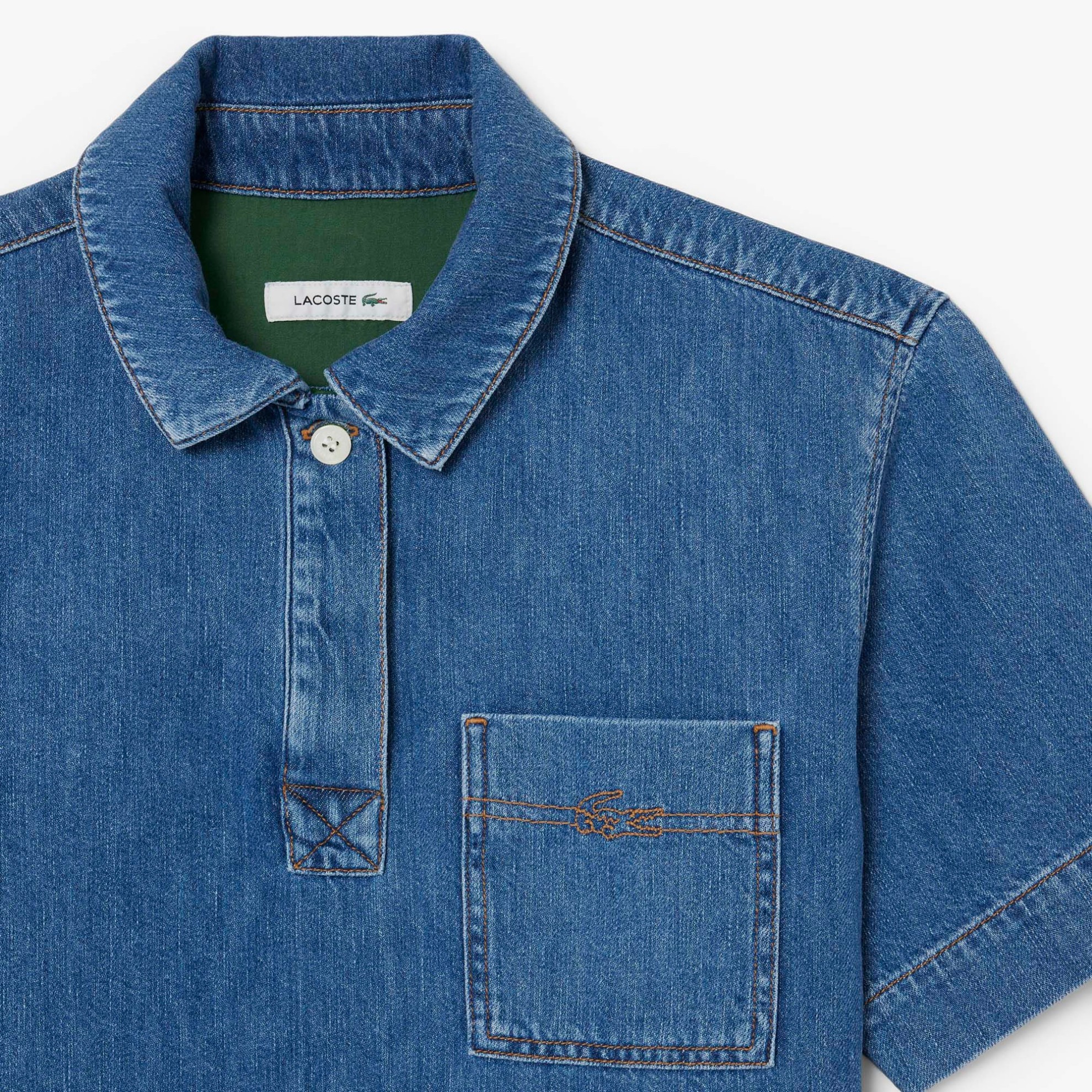Εικόνα της Γυναικεία Oversized Lightweight Denim Polo Μπλούζα